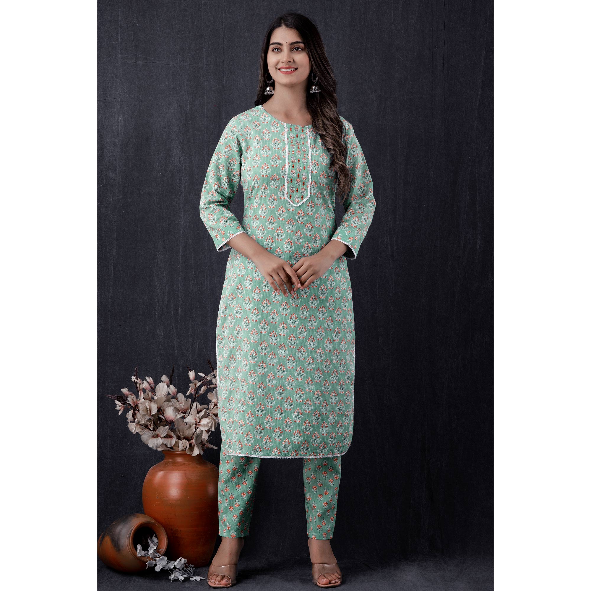 BlackTree green-jaipuri-printed-pure-cotton-suit - view 5