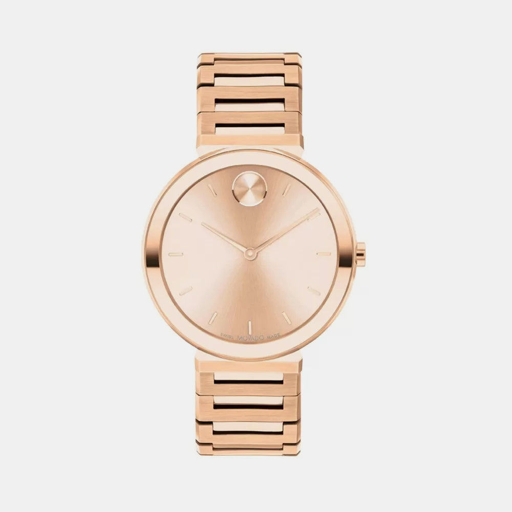 Movado Bold Women Quartz Rose Gold Dial Analog Stainless Steel Watch 3601147