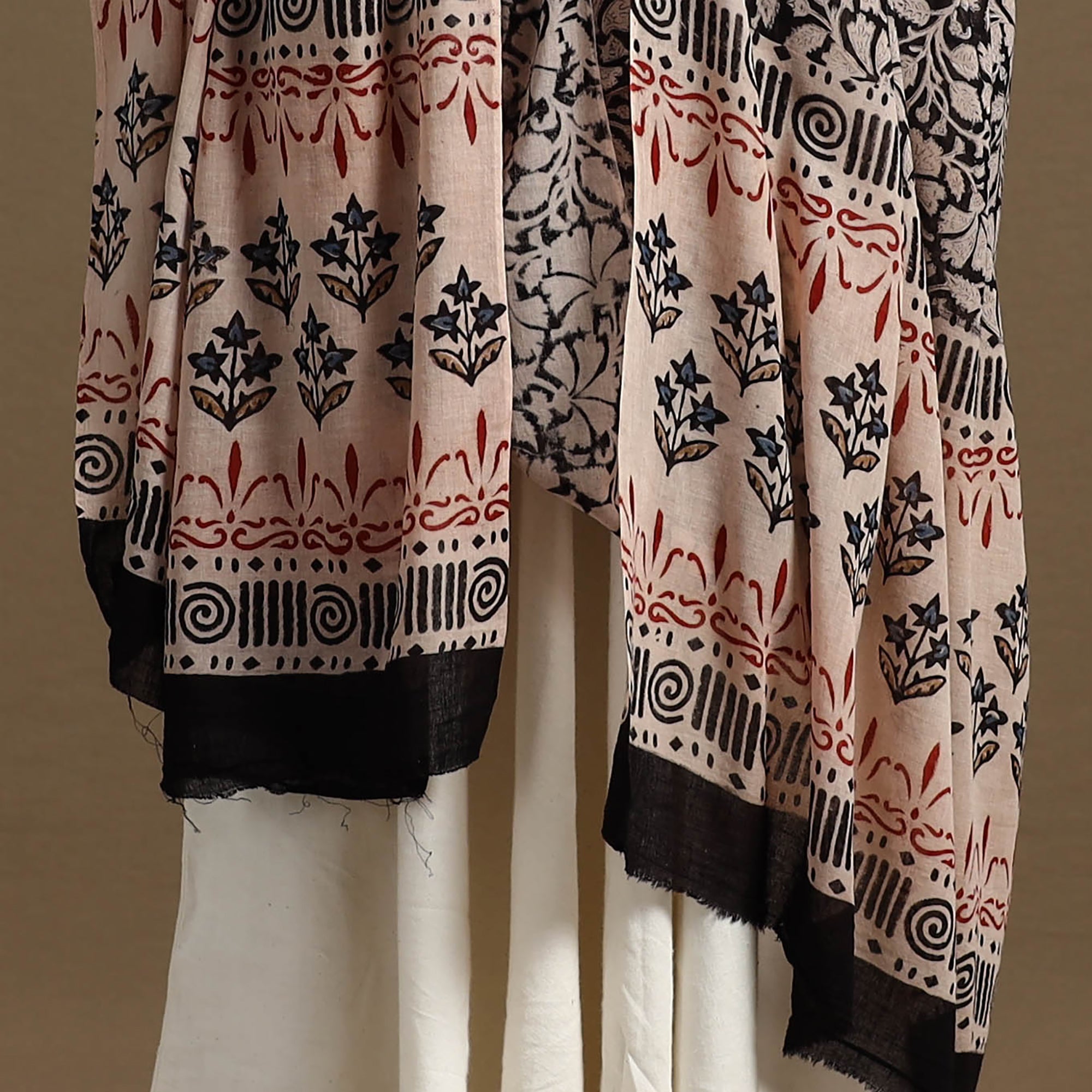 ARTISAN HAND BLOCK PRINTS Black - Block Print Mul Cotton Bagru Dupatta 25 - view 4