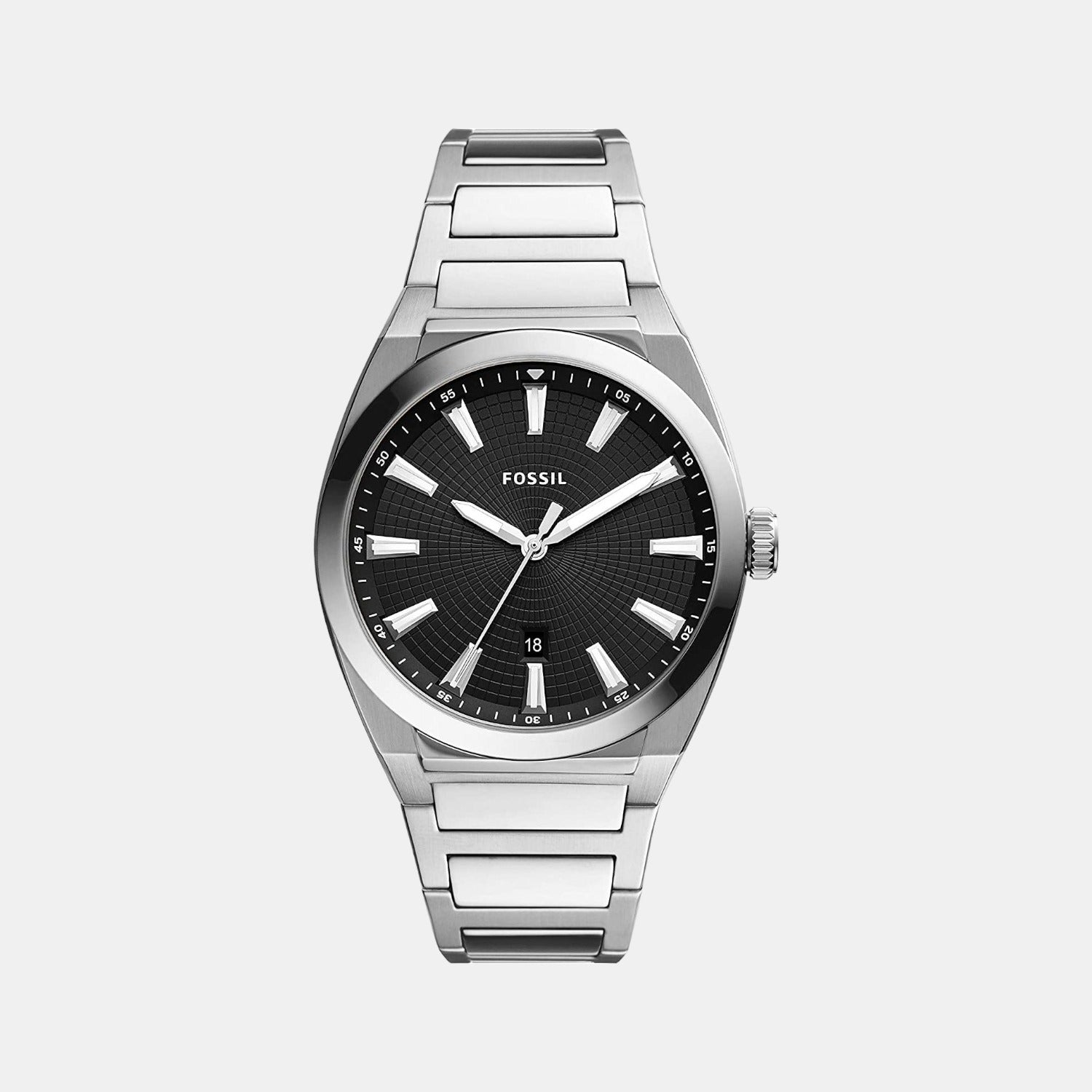 Fossil Everett Men Quartz Black Dial Analog Stainless Steel Watch FS5821