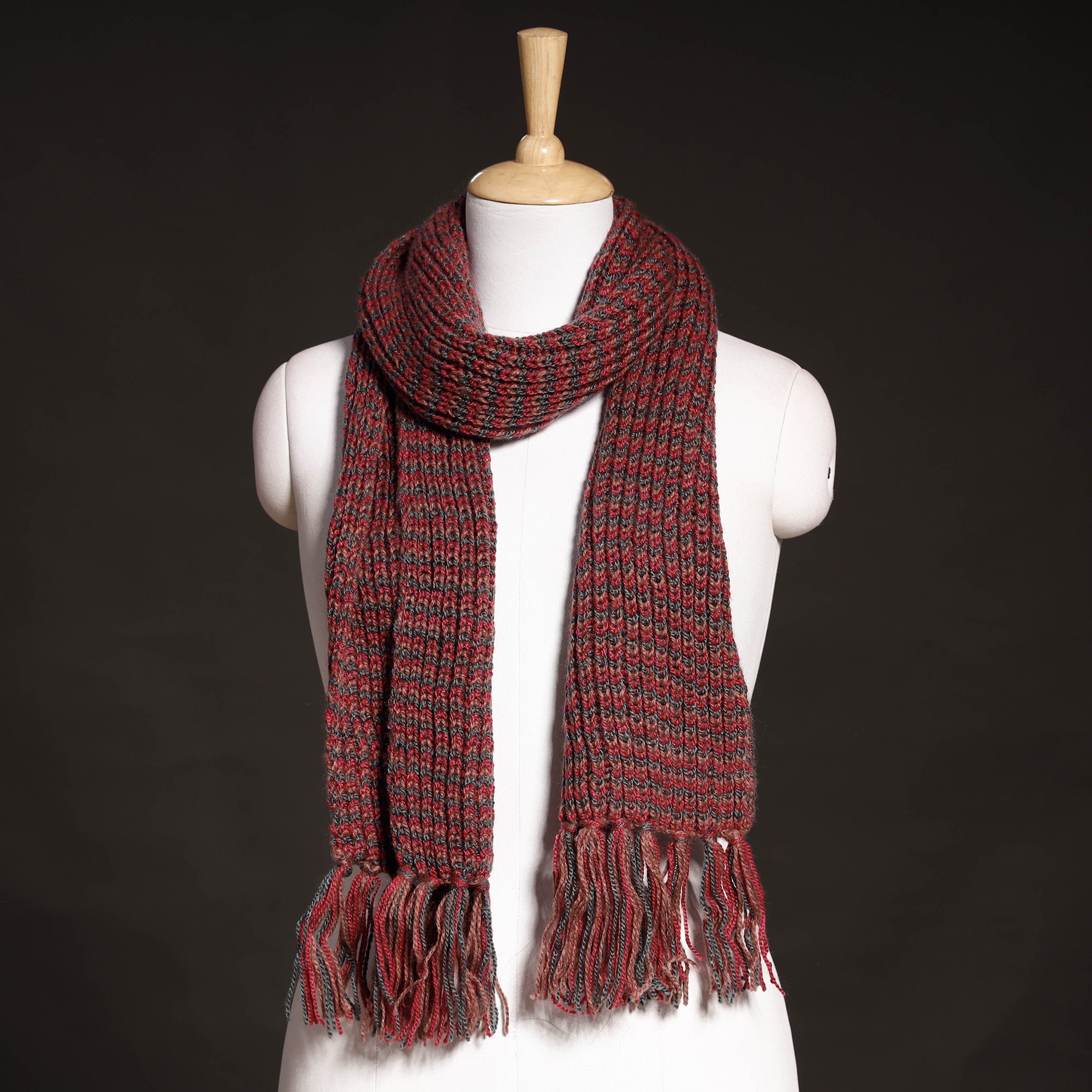 KILMORA Brown - Kumaun Hand Knitted Woolen Muffler (90 in)