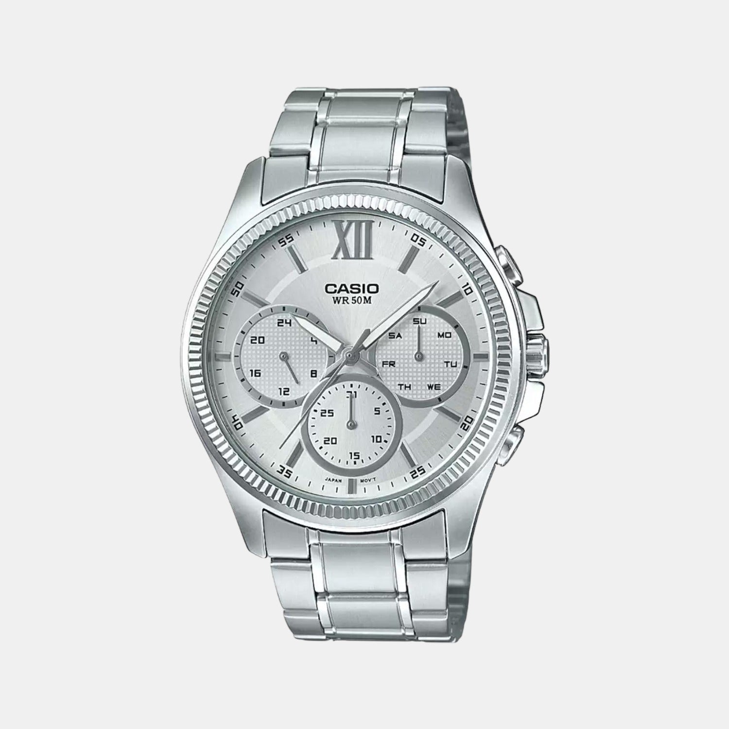Casio Enticer Men Quartz Silver Dial Chronograph Stainless Steel Watch A1774