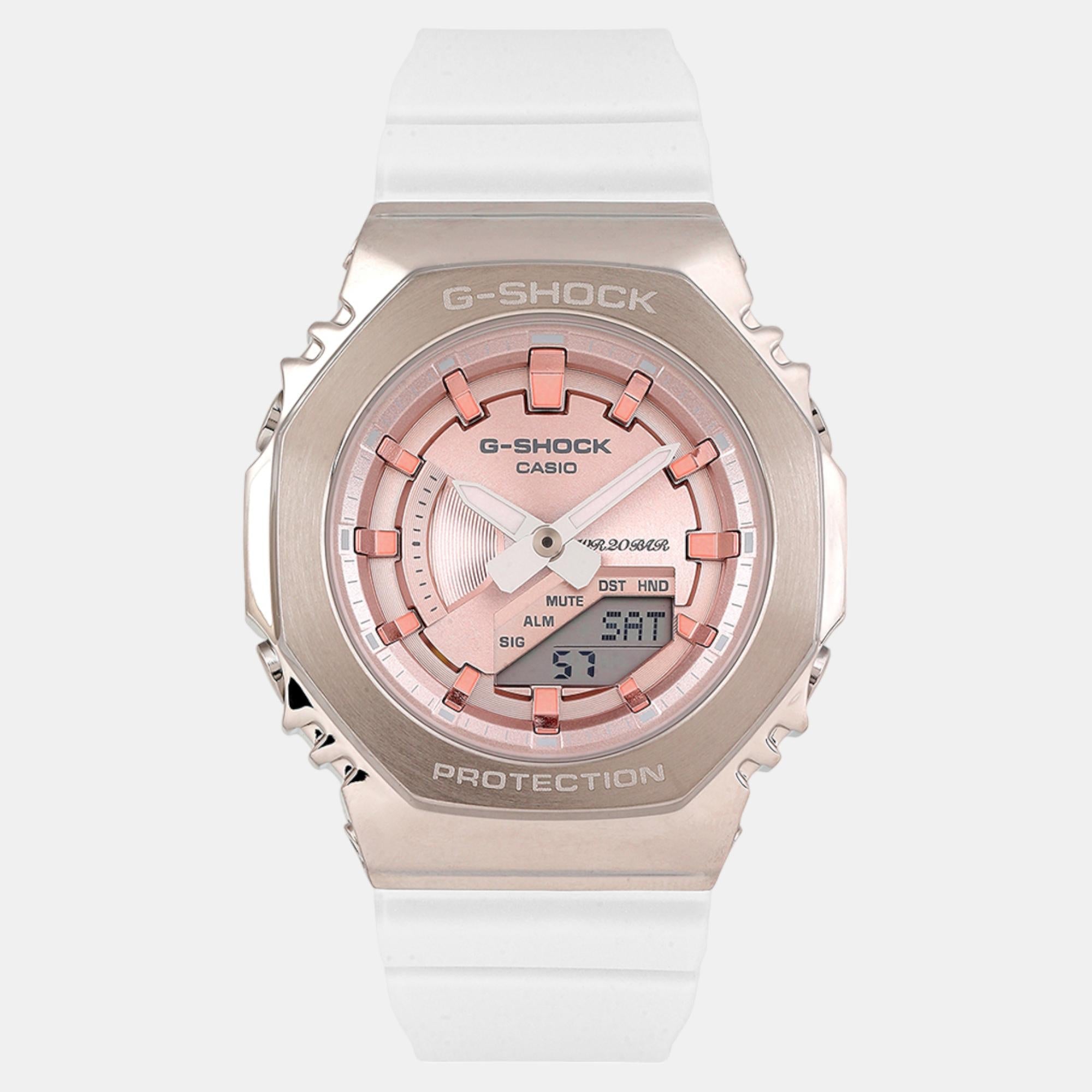 Casio G-Shock Women Quartz Rose Gold Dial Analog-Digital Resin Watch G1490