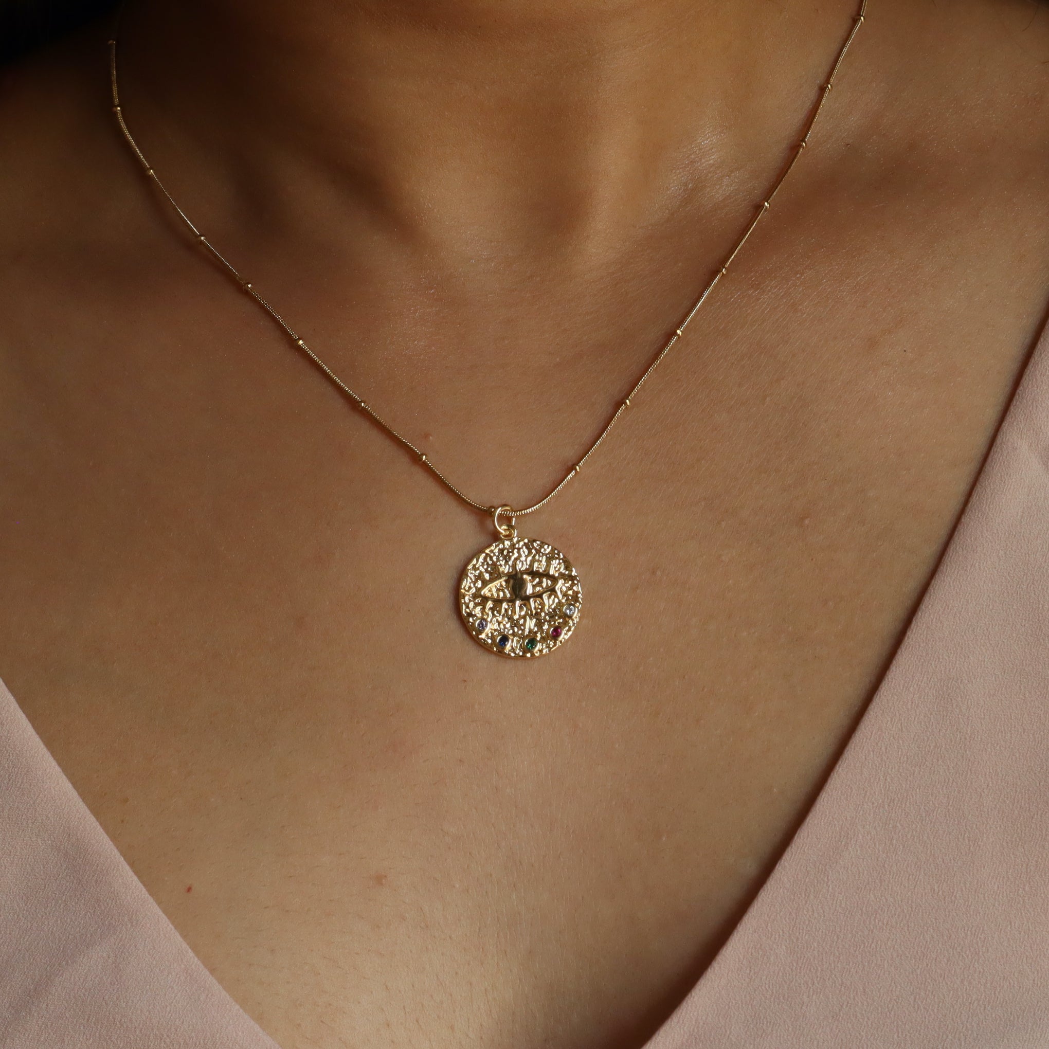 Ash Designs Evil Eye Disc 18K Gold Plated Necklace - view 2