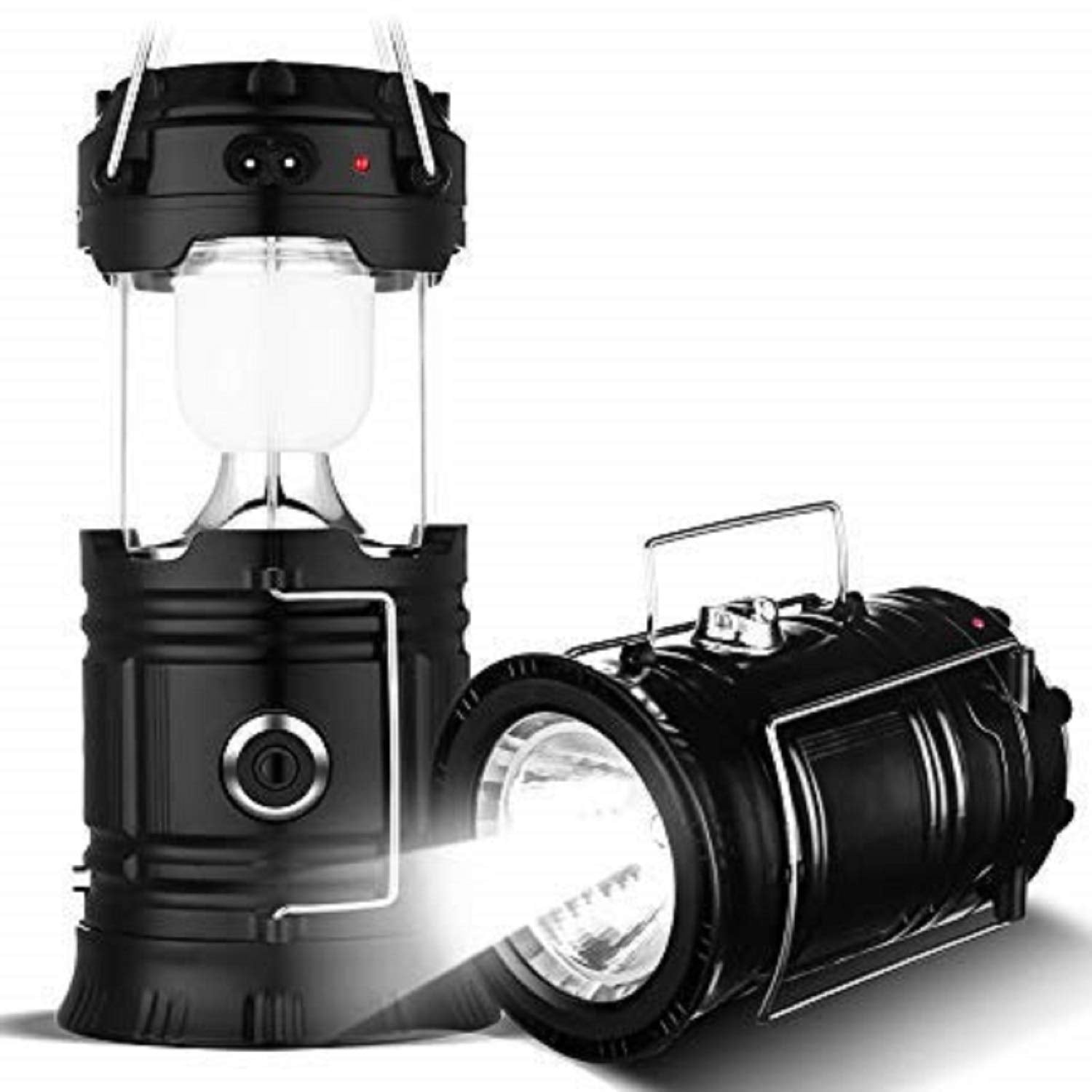 Kuber Industries 2 Piece Solar Lantern Emergency Light LED Rechargeable Torch with USB Mobile Charging Point and 2 Power Source Solar (Gold & Black) - - view 2