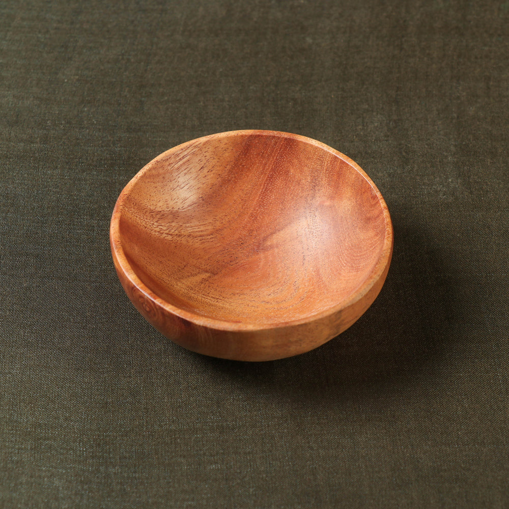 TORA CREATIONS Brown - Handcarved Natural Neem Wood Bowl (3.5 in)