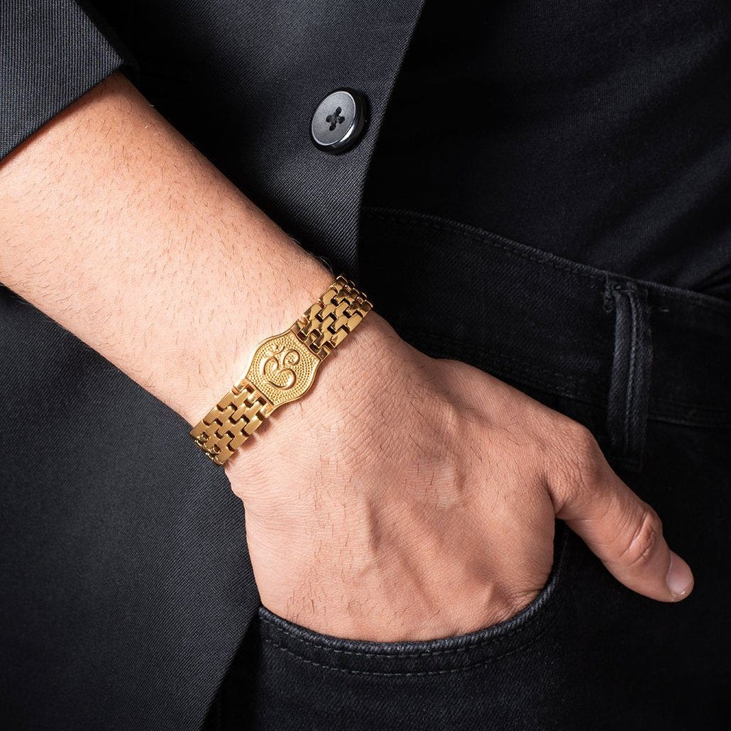 brantashop Premium Om Gold Bracelet For Men