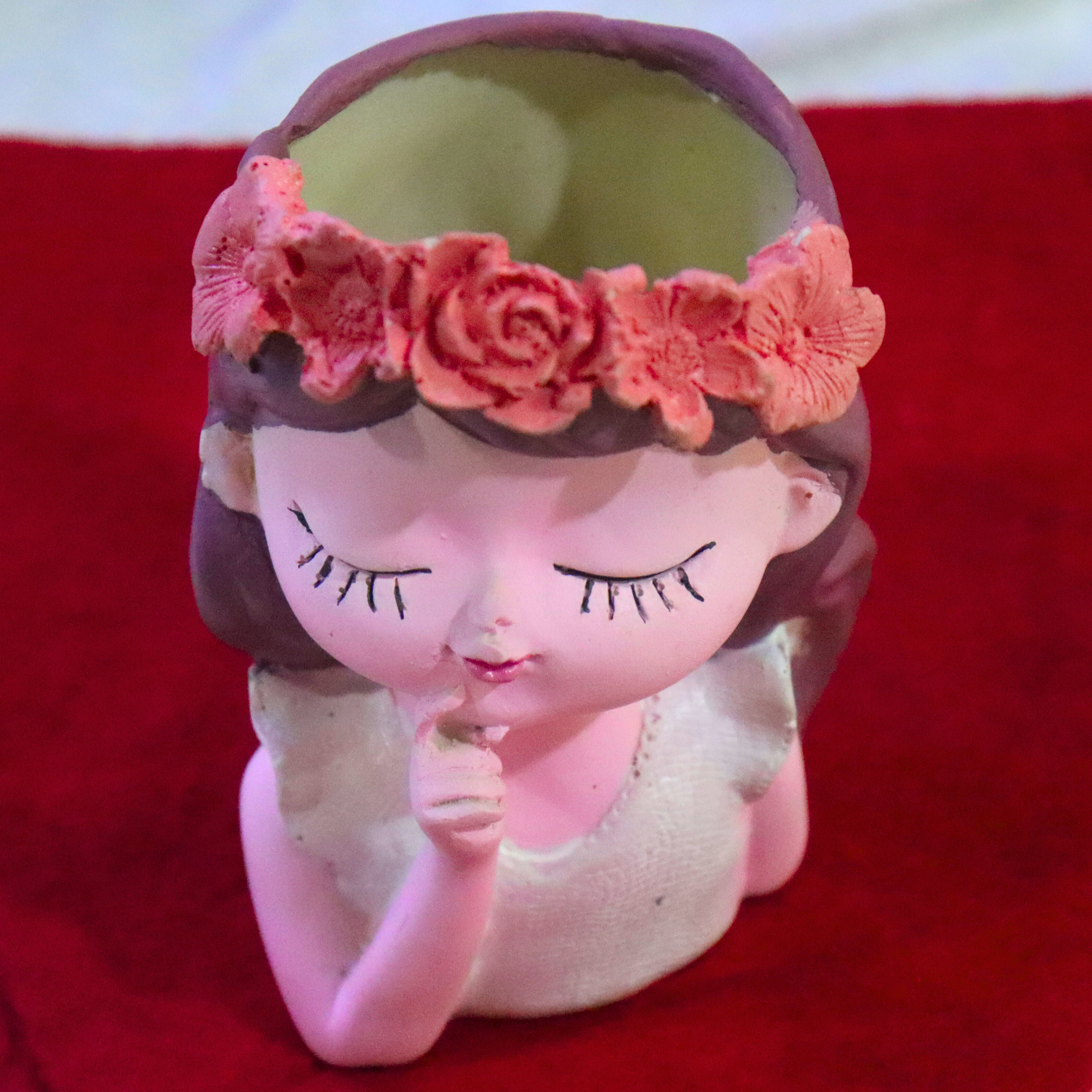 Succulents indoor decor – Seed2Plant Cute Girl Planter – Mini Flower Crown Pot for Succulents & Indoor Decor