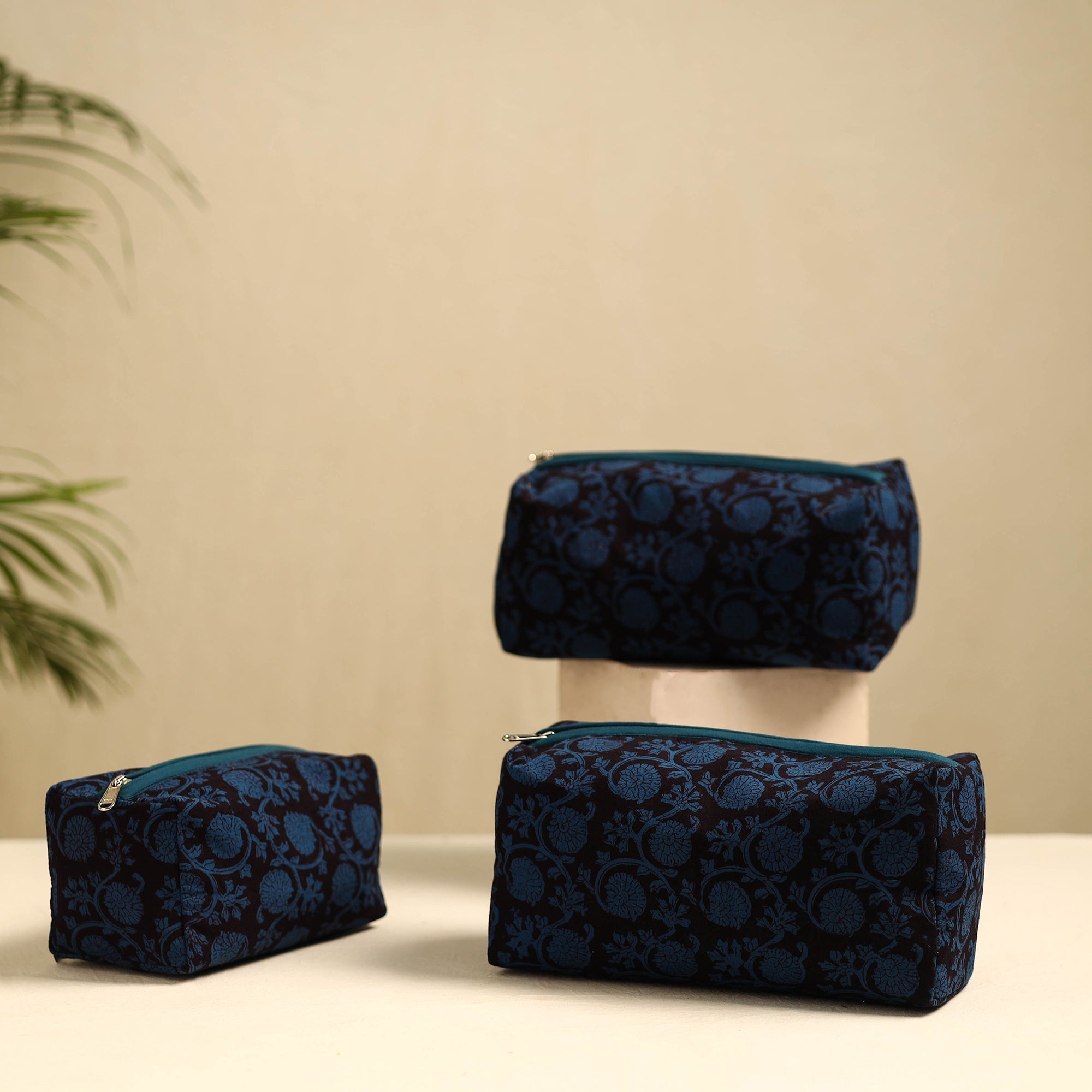 NOORI BAZAR Black - Handmade Cotton Toiletry Bags (Set of 3) 18