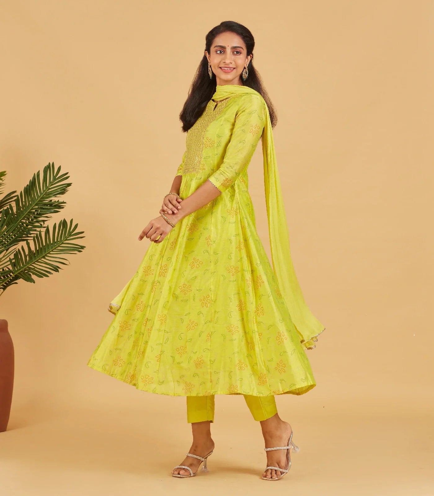 RmKV Yellow Green Kurta Set With Matching Dupatta - view 5