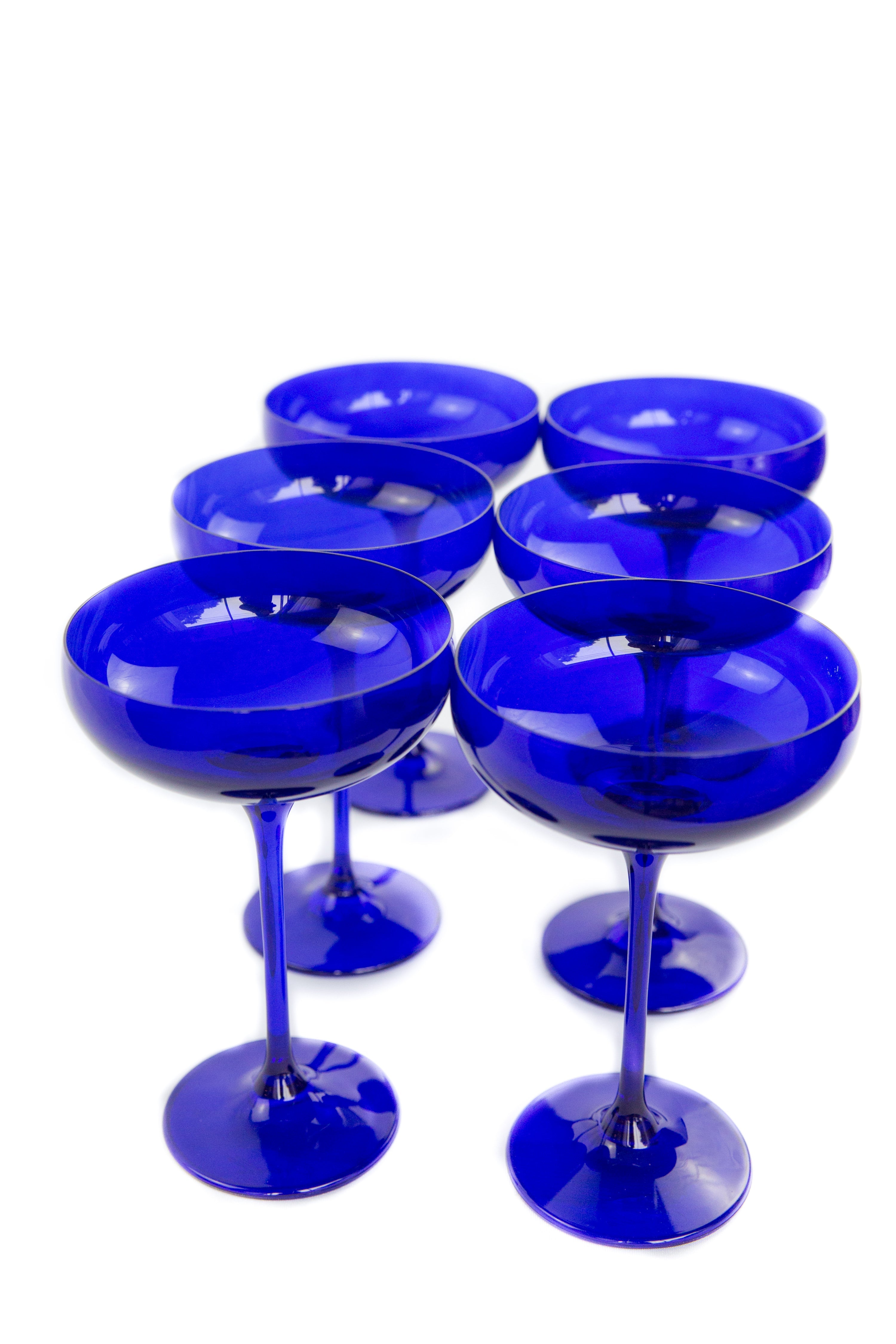 Estelle Colored Glass Estelle Colored Champagne Coupe Stemware - Set of 6 {Royal Blue} - view 5