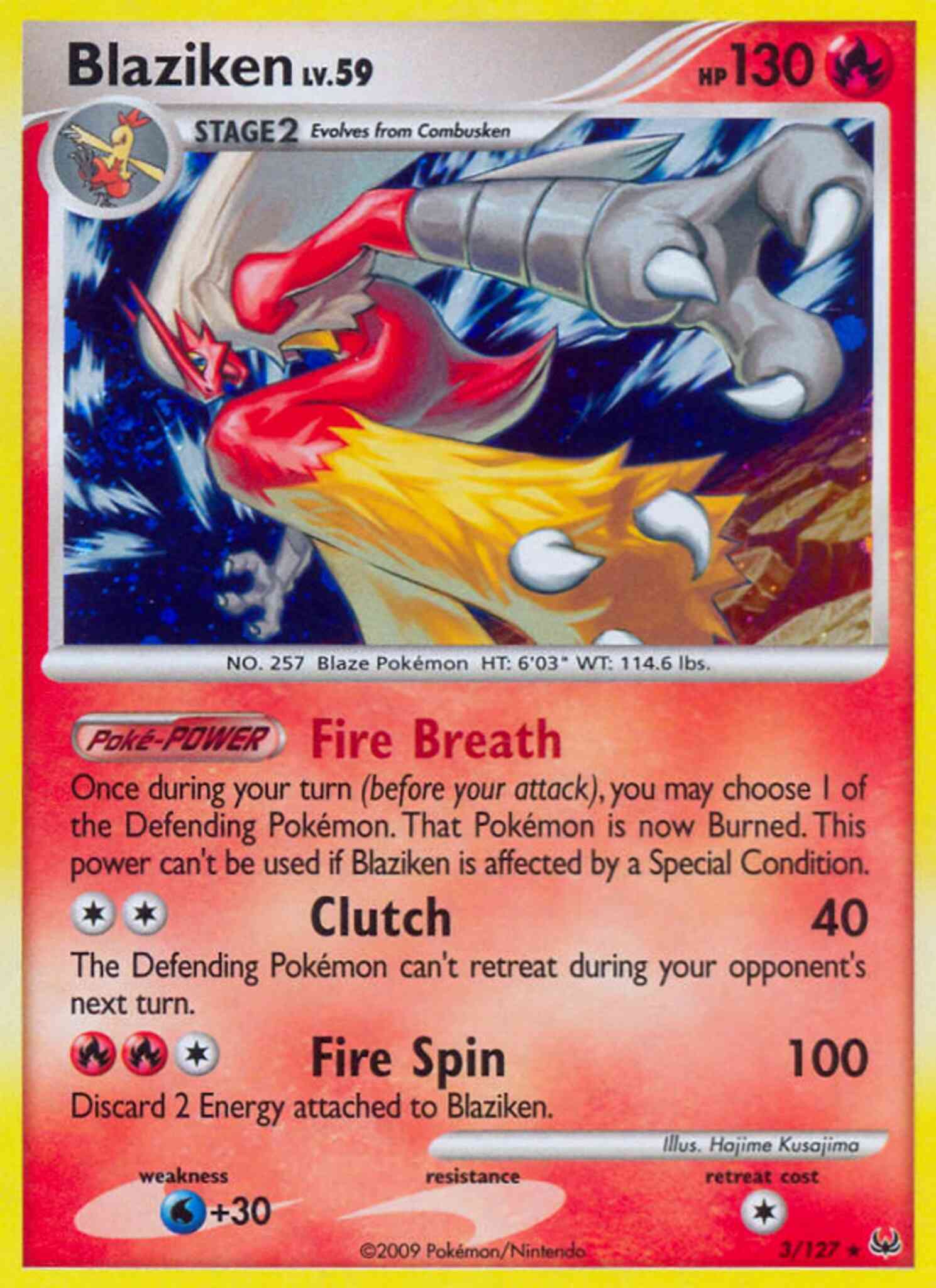 Rare holo pl1-3 – Pokémon Blaziken - 3/127 - Rare Holo [pl1-3] [Reverse Holo]