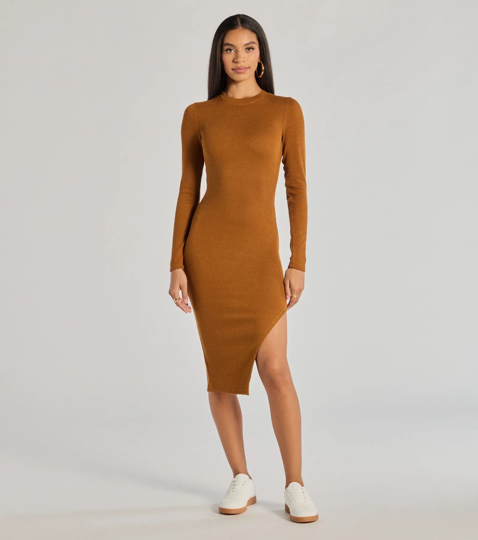 Windsor All Things Cozy High Slit Knit Midi Dress