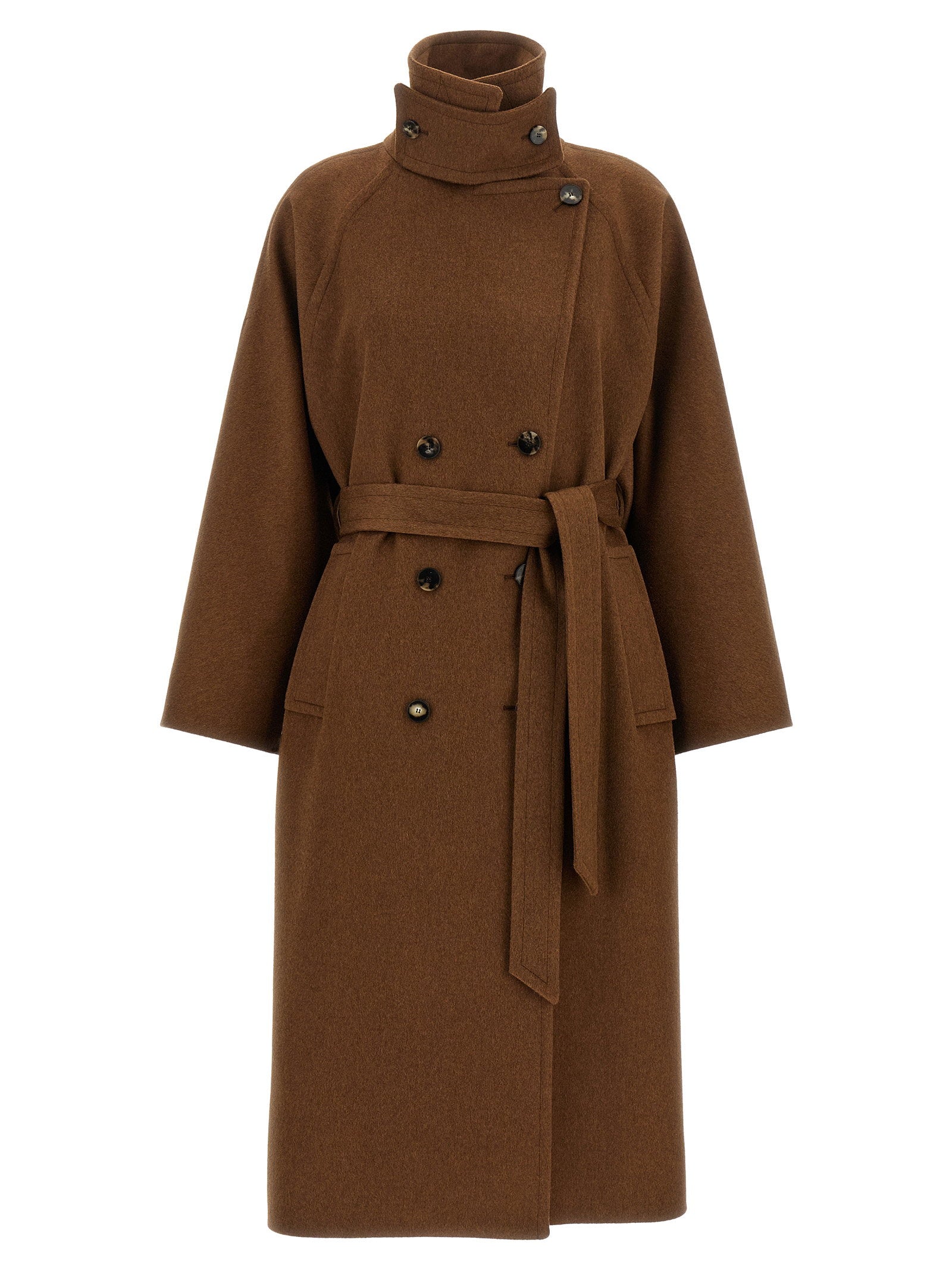 Alberto Biani Double-breasted Belted Coat – 100% wool