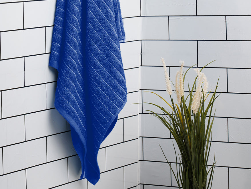 100 cotton bath – Spaces India Navy Blue 100% Cotton Bath Towel - 2-In-1 By Welspun