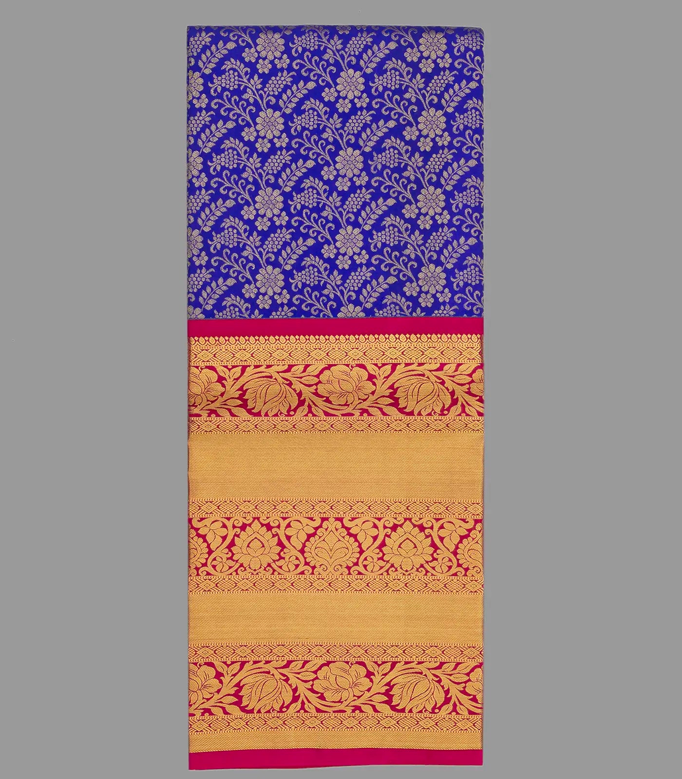 RmKV Violet Handloom Silk Pavadai Material With Floral Vine Motifs -Violet