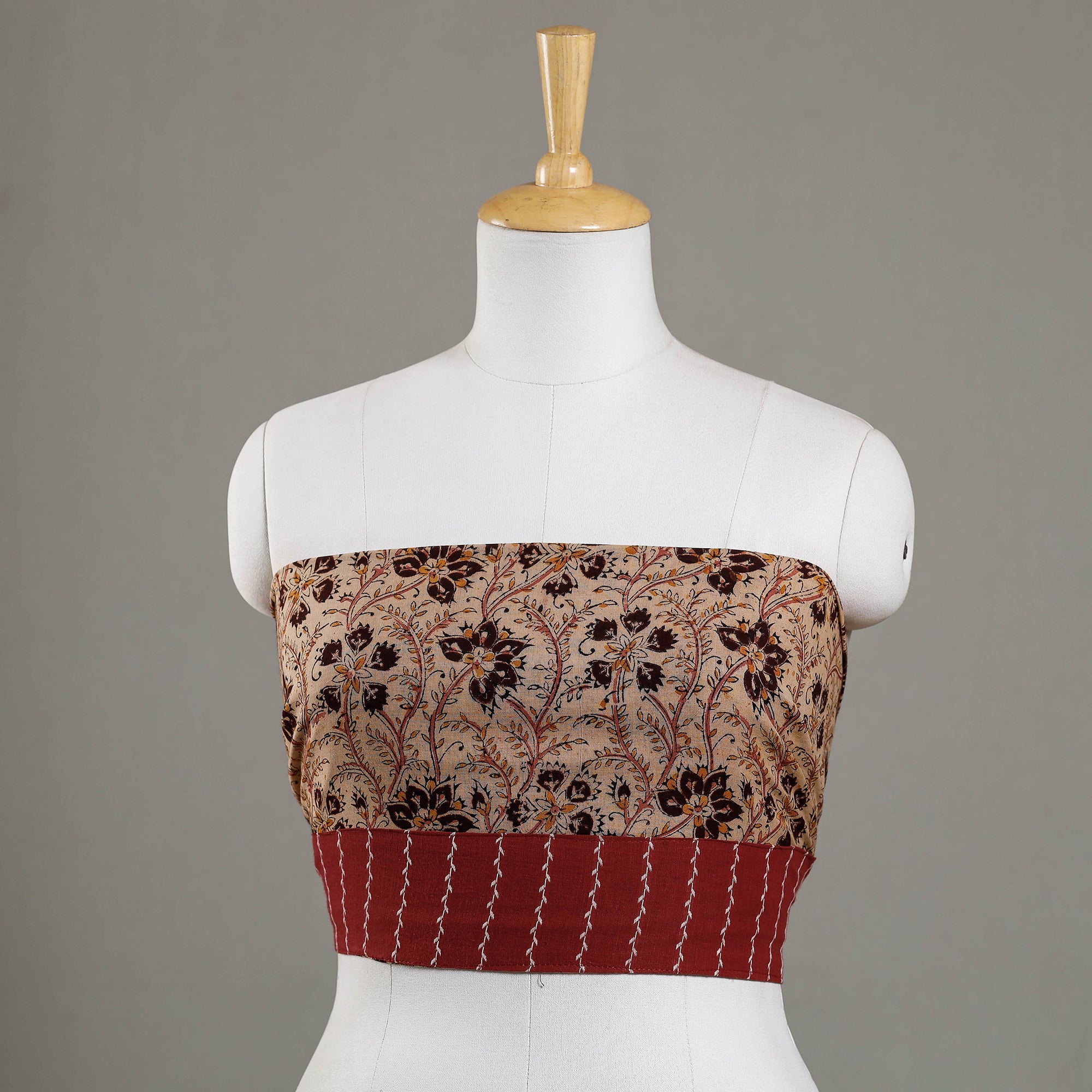 NOORI BAZAR Beige - Kalamkari Block Printed Cotton Blouse Piece
