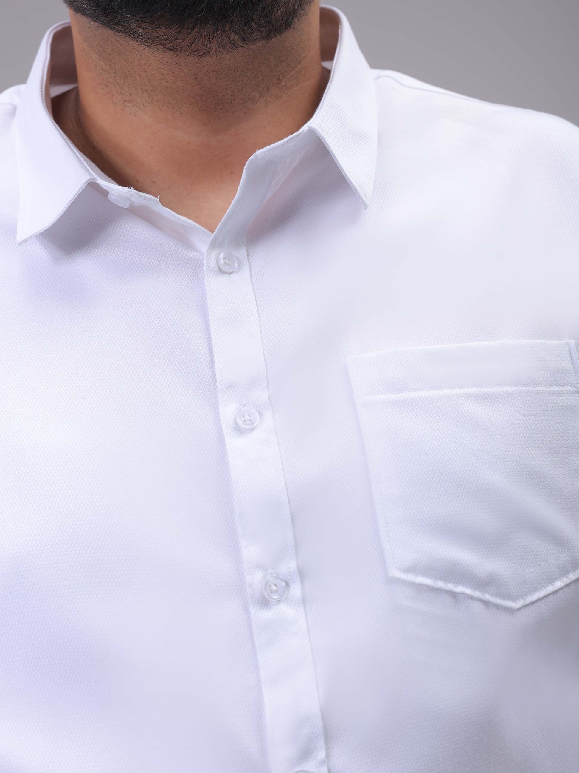 HARDSODA Men's Plus Size White Regular Fit Solid Formal Shirt - view 6