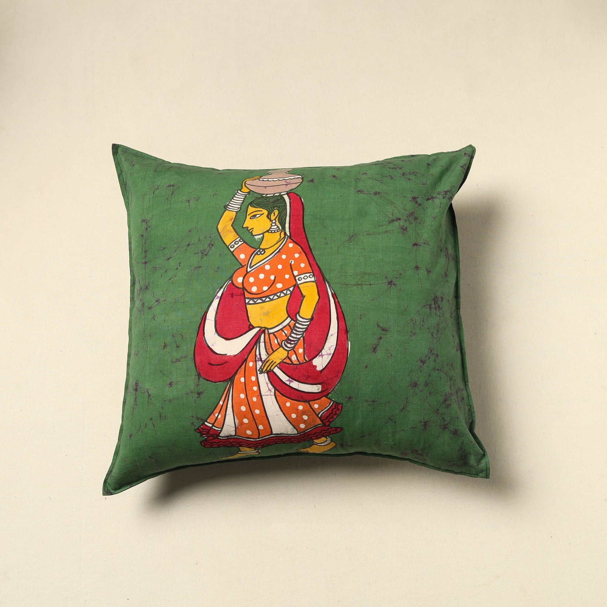 KACHCHH JI CHHAAP Pure Cotton Hand Batik Cushion Cover (18 x 18 in) 88