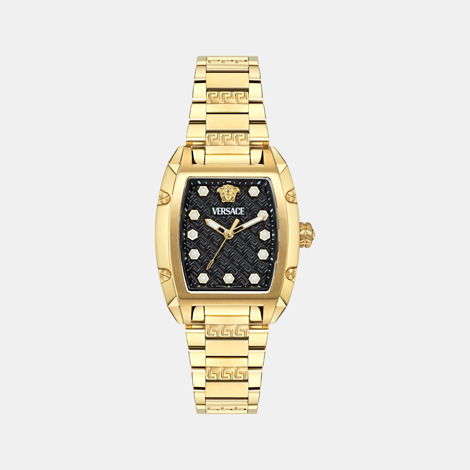 Versace Dominus Women Quartz Black Rectangular Dial Analog Stainless Steel Watch VE8K00524