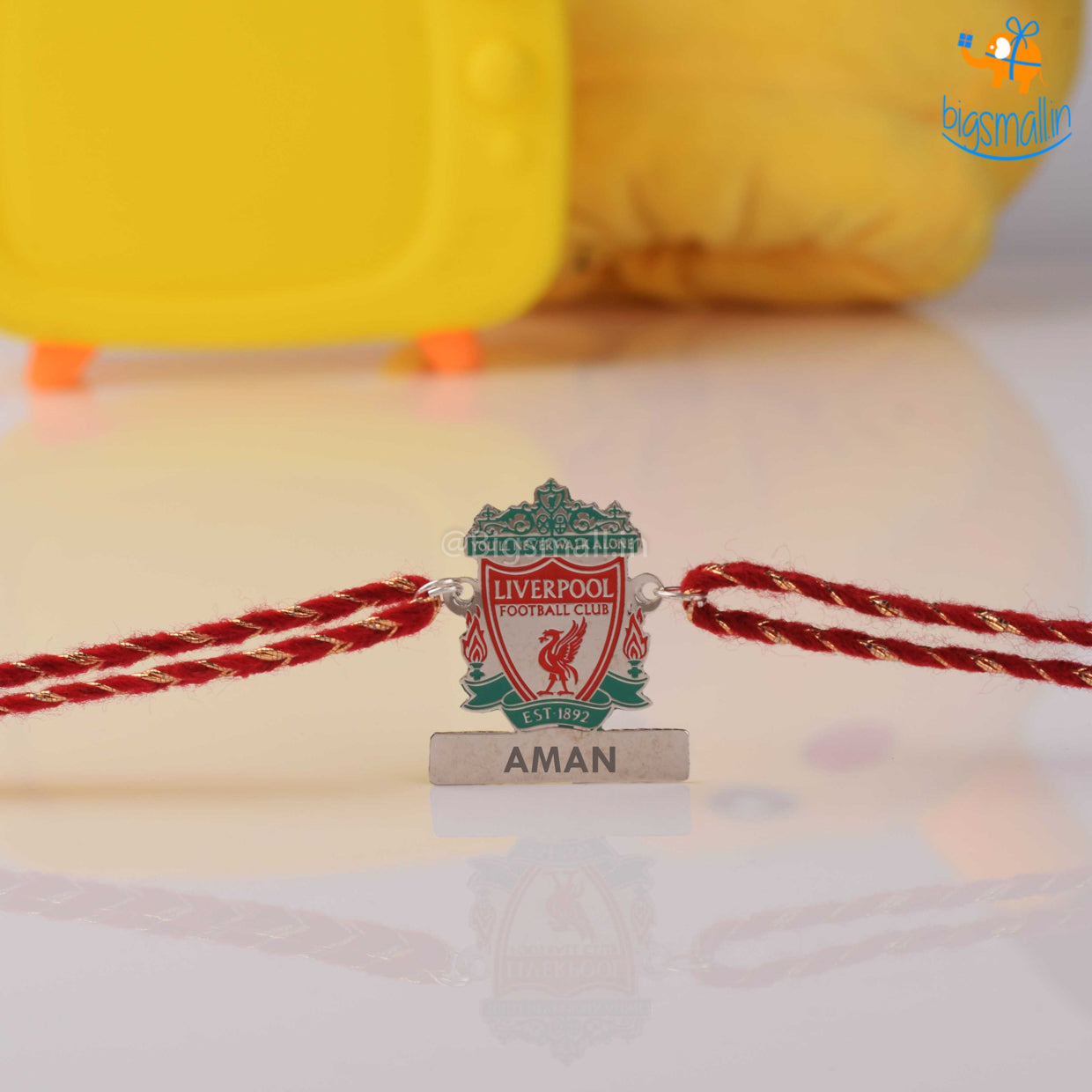 Bigsmall_piu Personalized Liverpool Metallic Rakhi | COD Not Available