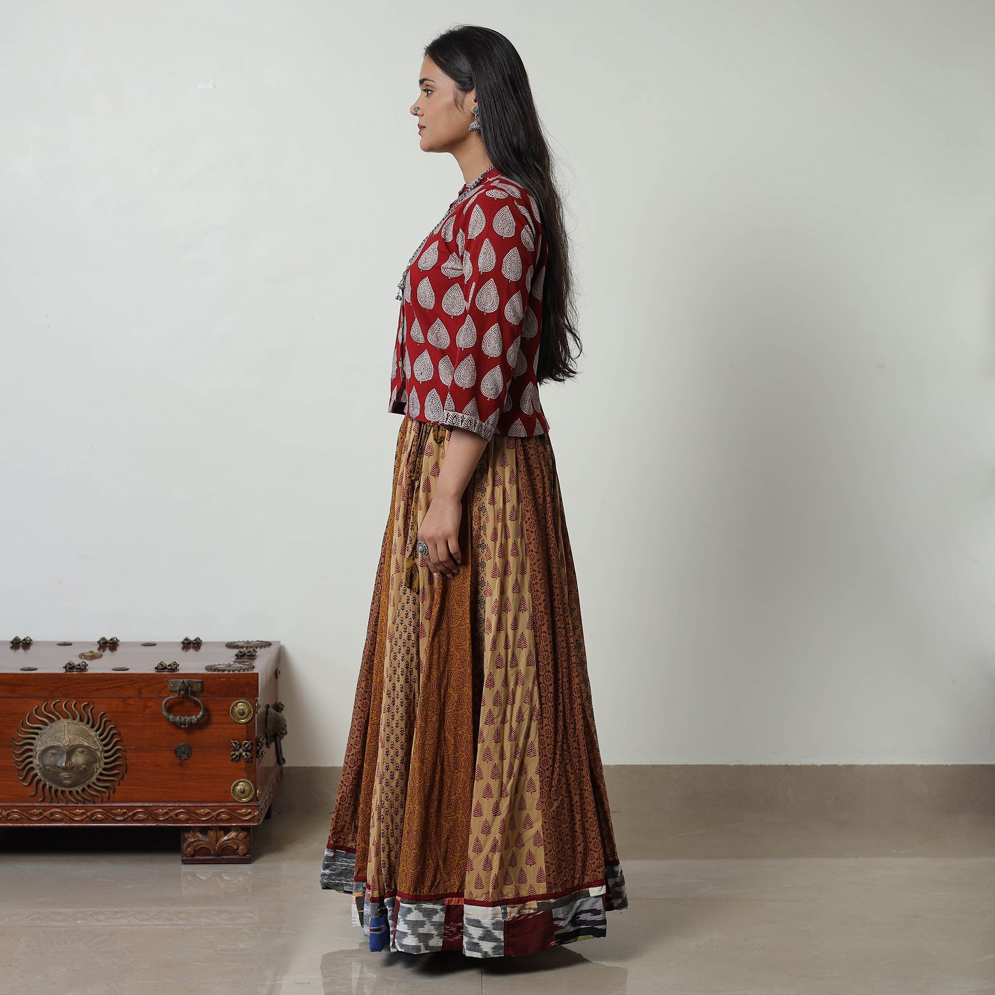 NOORI BAZAR Brown - Bagh Print Skirt with 24 Kali Patchwork 19 - view 4