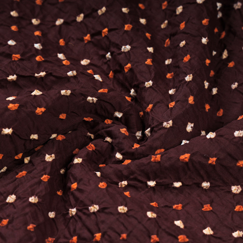 KACHCHH JI CHHAAP Brown - Kutch Tie & Dye Mul Cotton Bandhani Fabric 04 - view 3