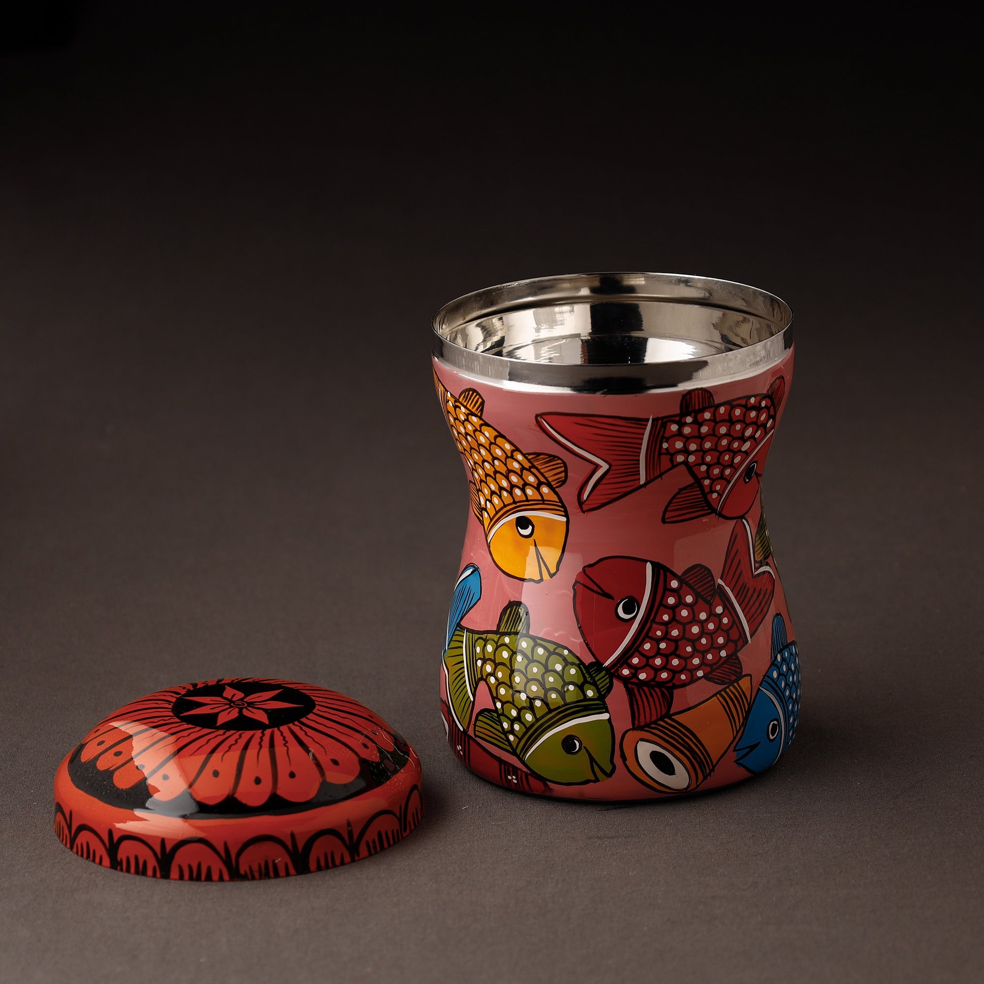 AAYAAS Bengal Patua Handpainted Stainless Steel Multi Utility Container - view 2