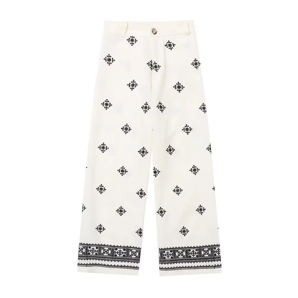 Alamode By Akanksha Desko Wide Leg Linen Boho Pants - view 3
