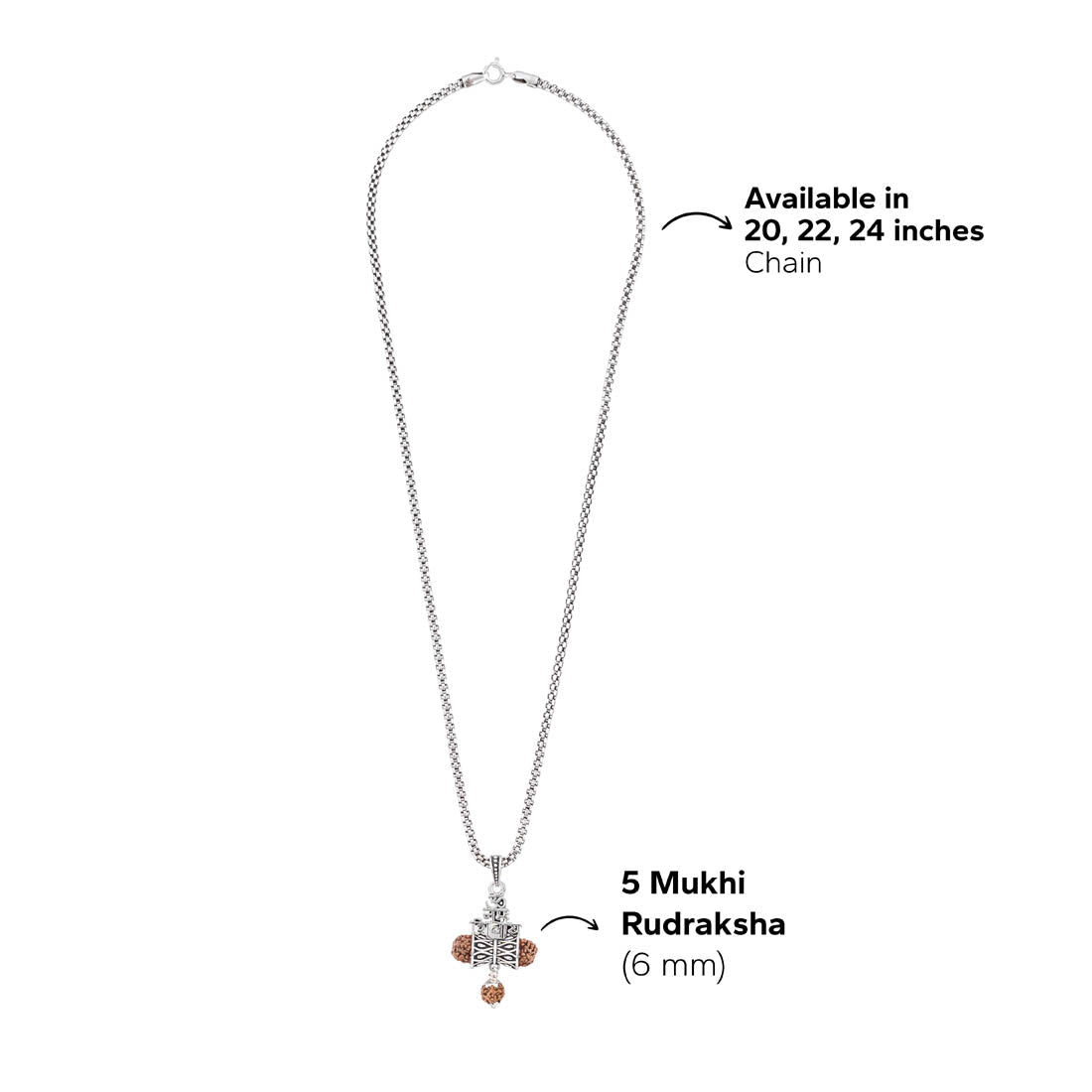 Prinjal Jewellers Rudraksha Om Namah Shivay Damru Pendant with Silver Chain - view 6