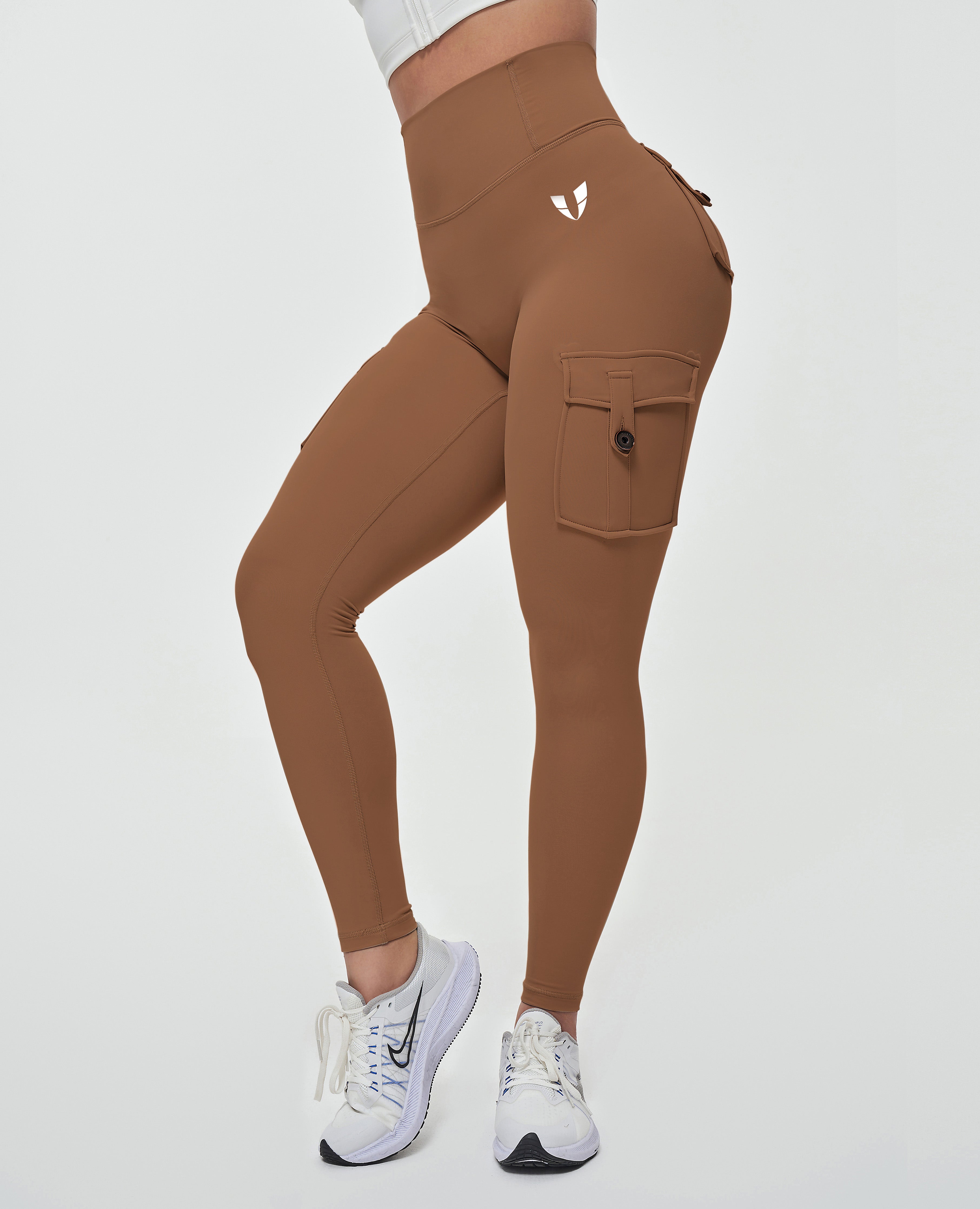 FIRM ABS High Waisted Cargo Leggings - Brown - view 2