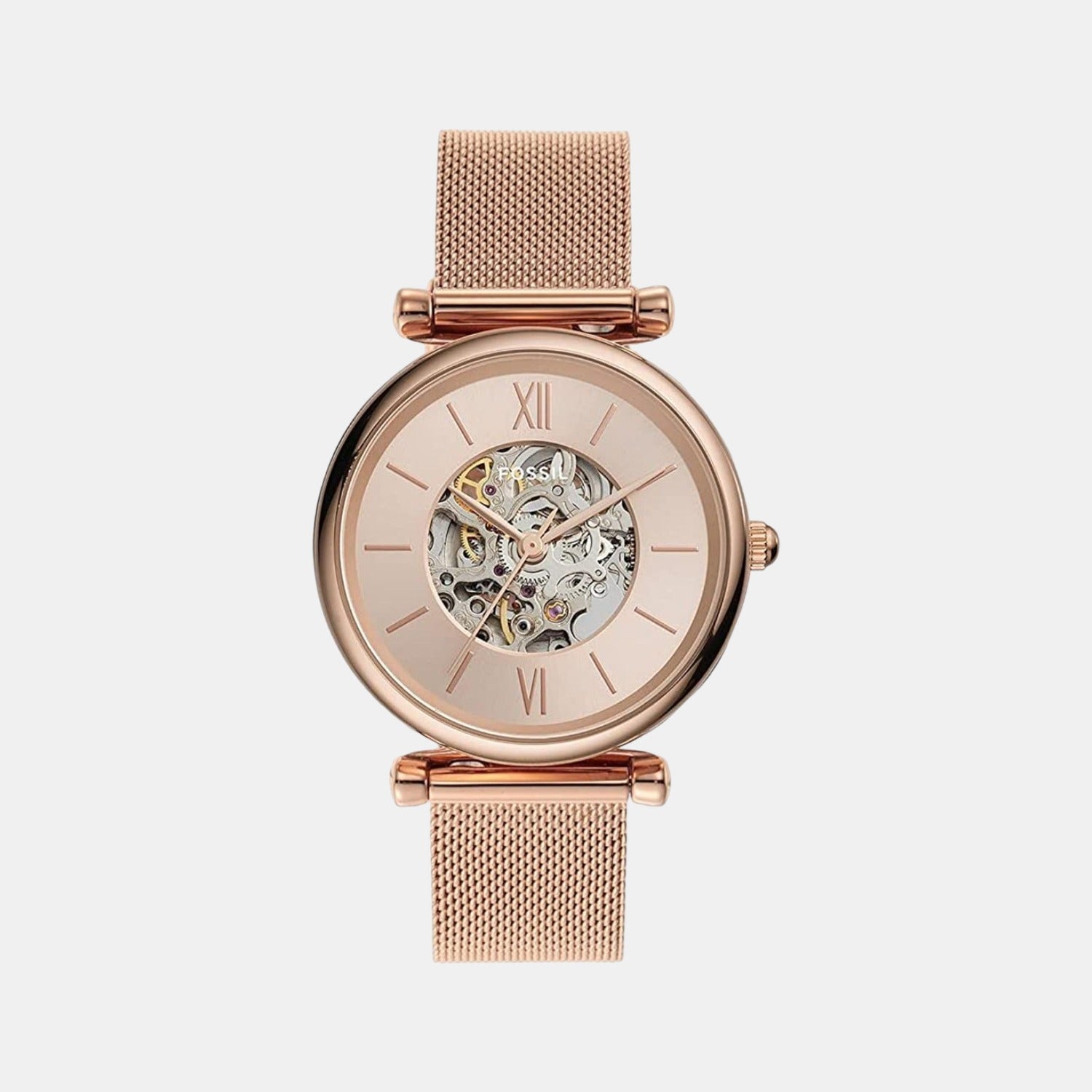 Fossil Carlie Women Automatic Rose Gold Dial Analog Stainless Steel Watch ME3175