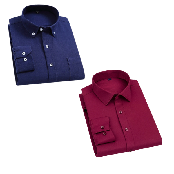 BlackTree Combo of 2 Cotton Shirt for Man ( Navy Blue and Maroon )
