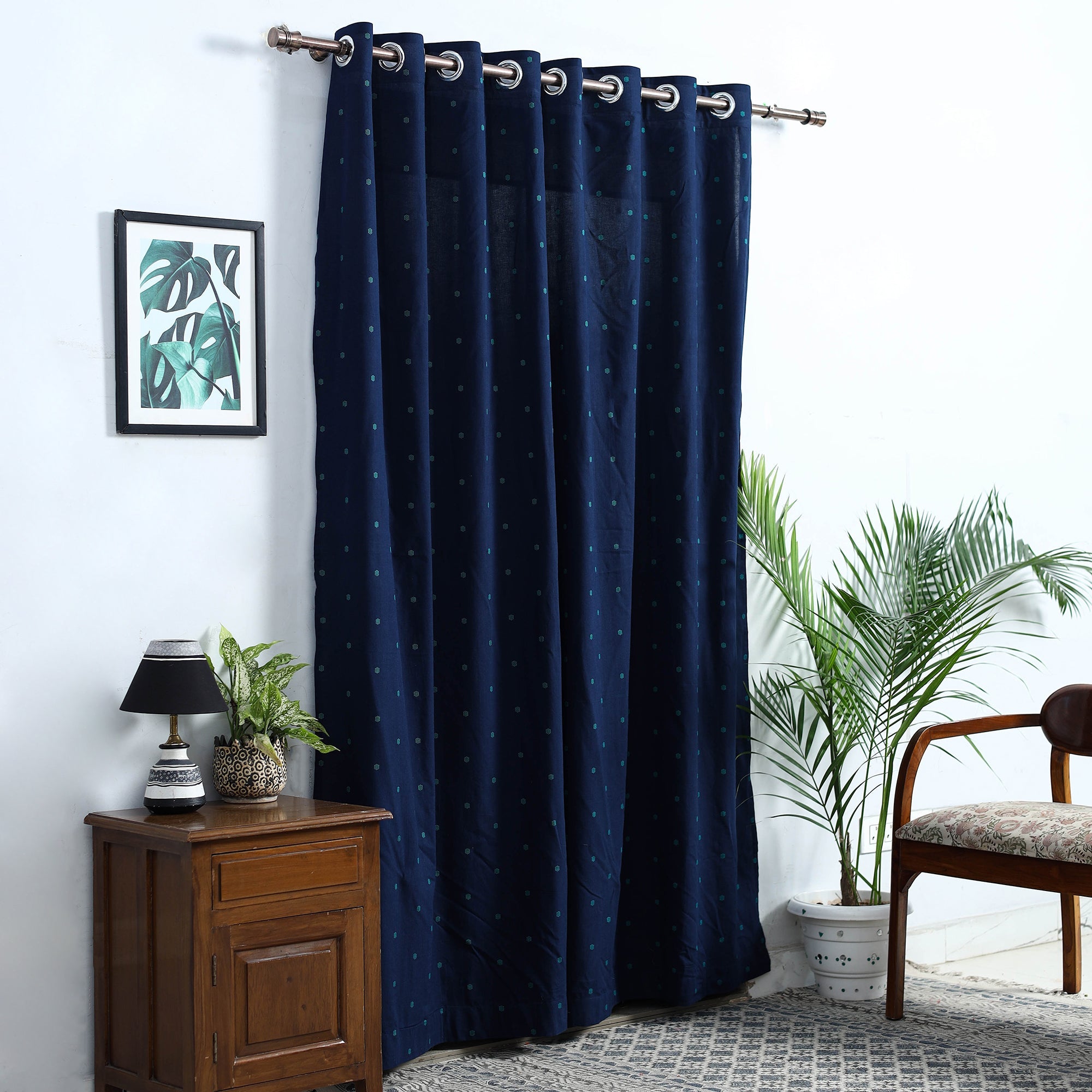 NOORI BAZAR Blue - Cotton Door Jacquard Curtain (7 x 3 Feet) 12