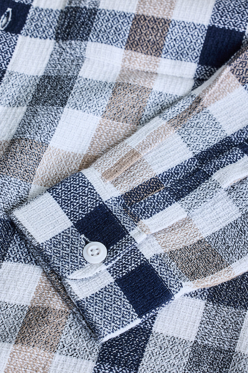 SNITCH Navy Box Fit Gingham Shirt - view 8