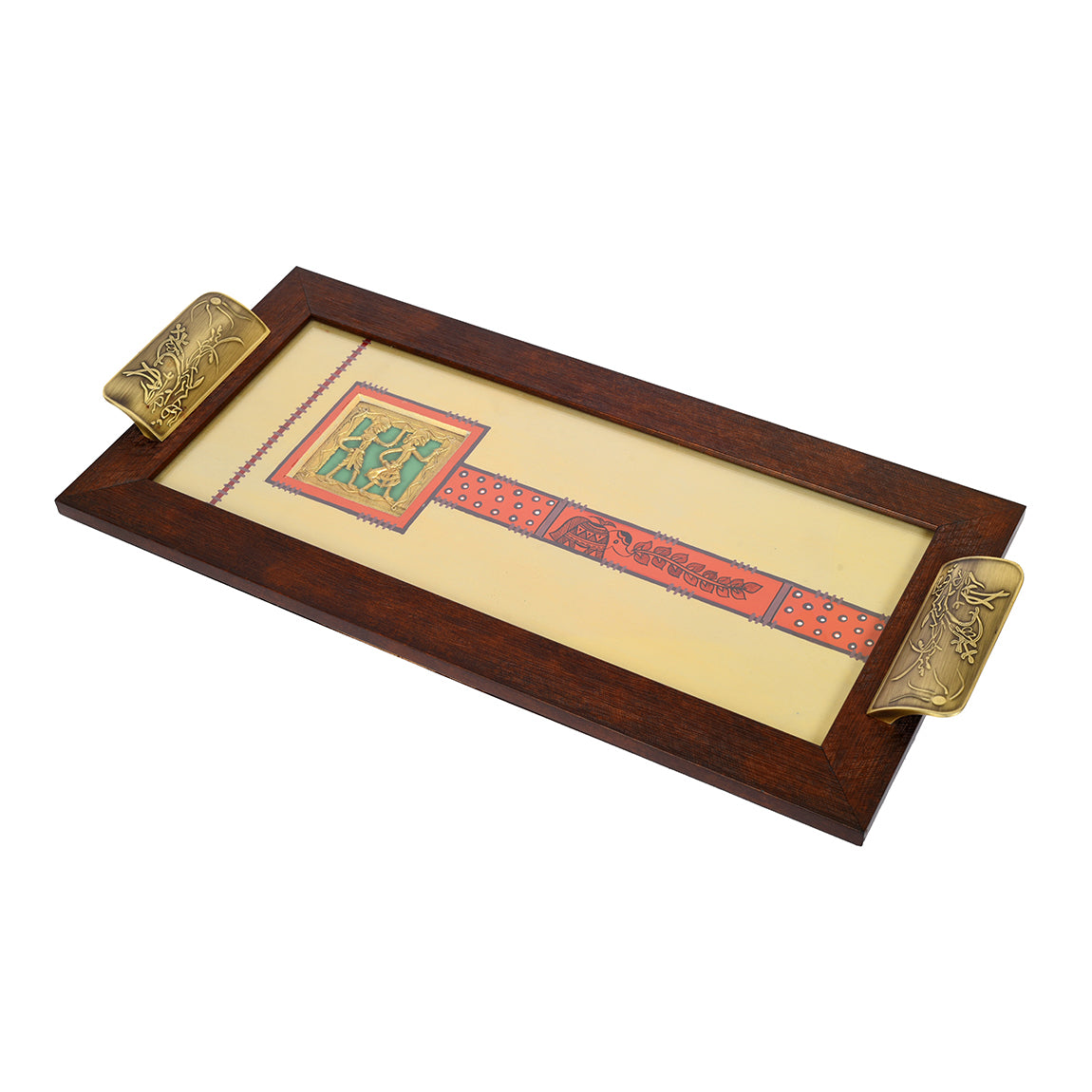 ART CREATIONS BY SUMAN SONTHALIA Beige - Aakriti Art Creations Wooden Rectangle Serving Tray - view 3