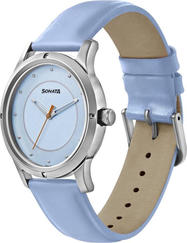 Sonata Women of Steel Blue Dial & Blue Leather Strap