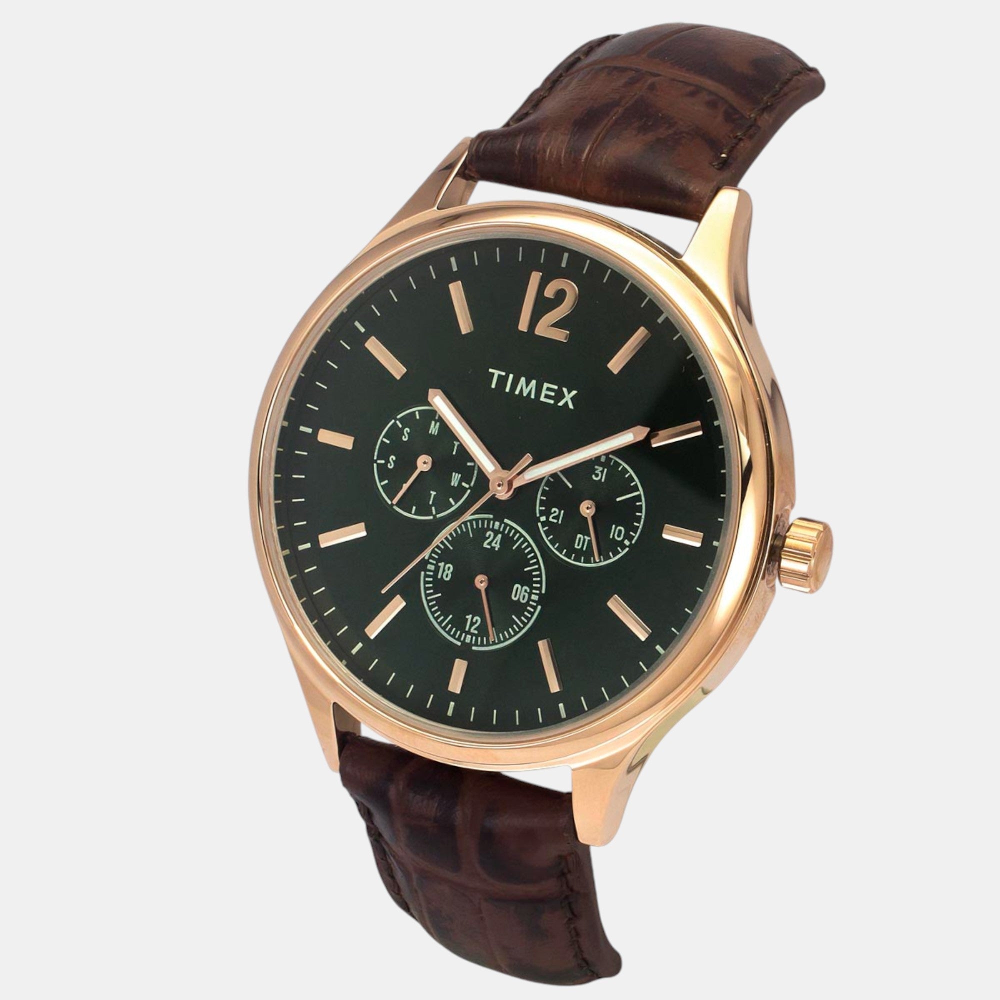 Timex Fashion Men Quartz Green Dial Multi-Function Leather Watch TWEG18434 - view 2