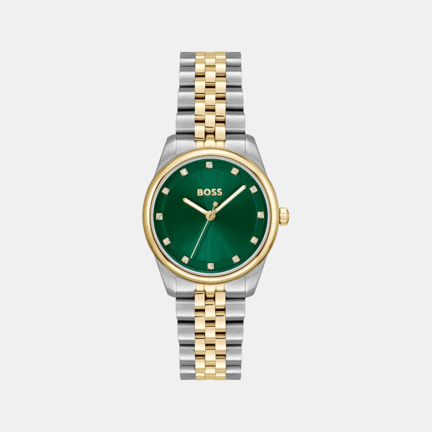 Boss Graceful Precious Women Quartz Green Dial Analog Stainless Steel Watch 1502834