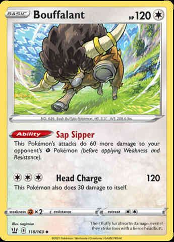 Uncommon swsh5-118 non-holo – Pokémon Bouffalant - 118/163 - Uncommon [swsh5-118] [Non-Holo]