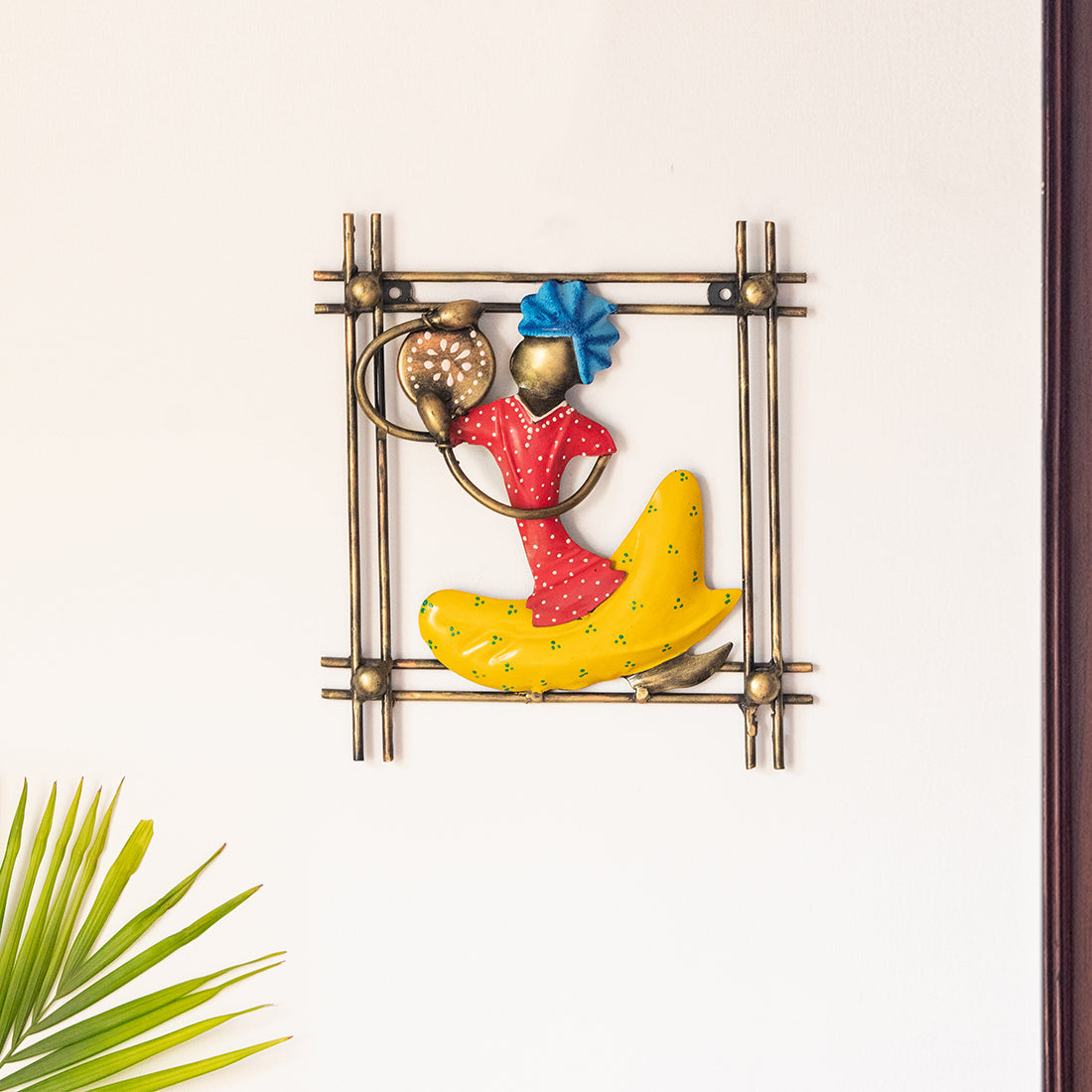 Handmade handpainted wall – EXCLUSIVELANE 'Rajasthani Thaalwala Artist' Handmade & Handpainted Wall Décor Hanging In Iron