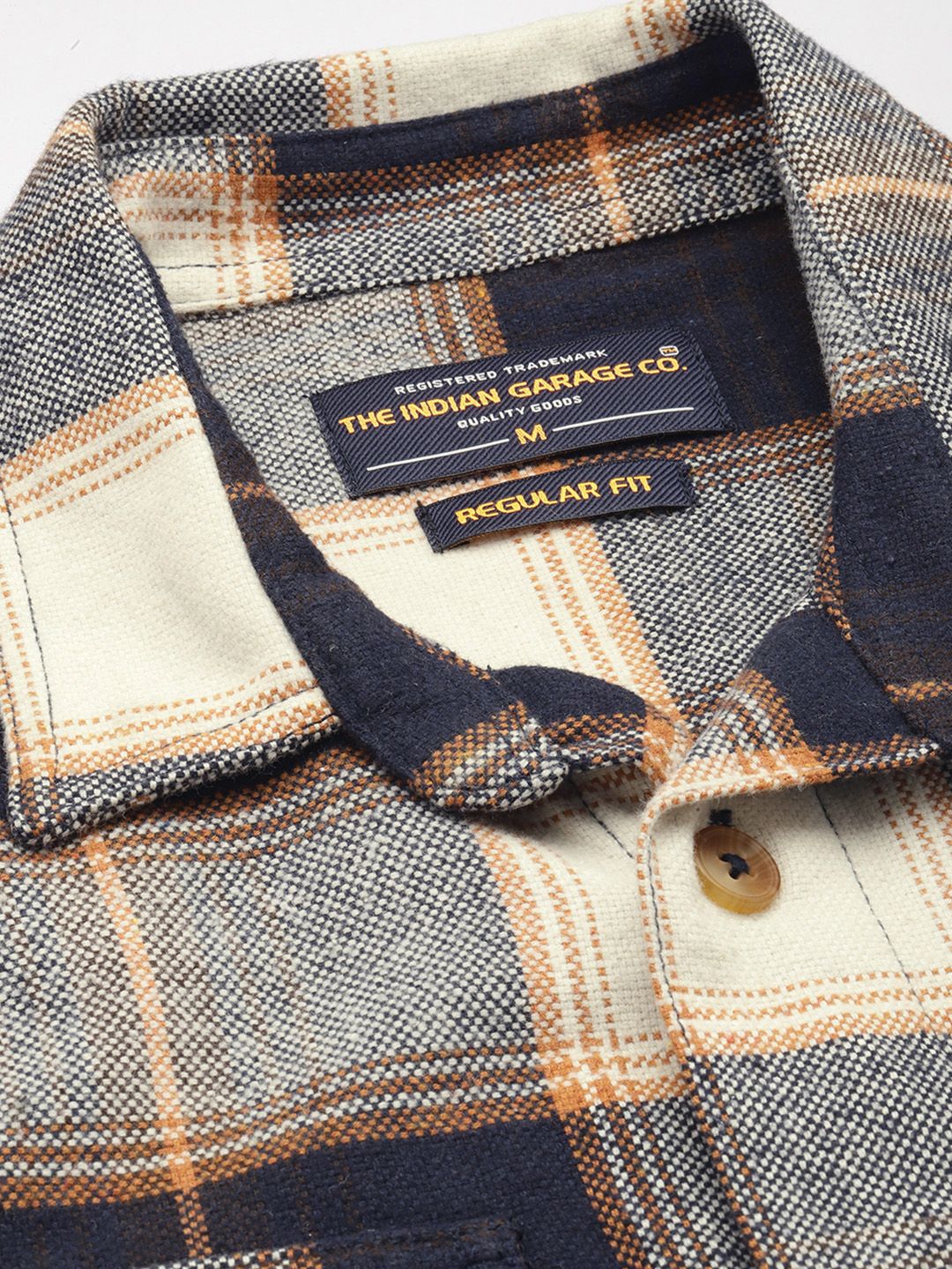 The Indian Garage Co Men's Navy Blue Regular Fit Checked Casual Shirt - view 5