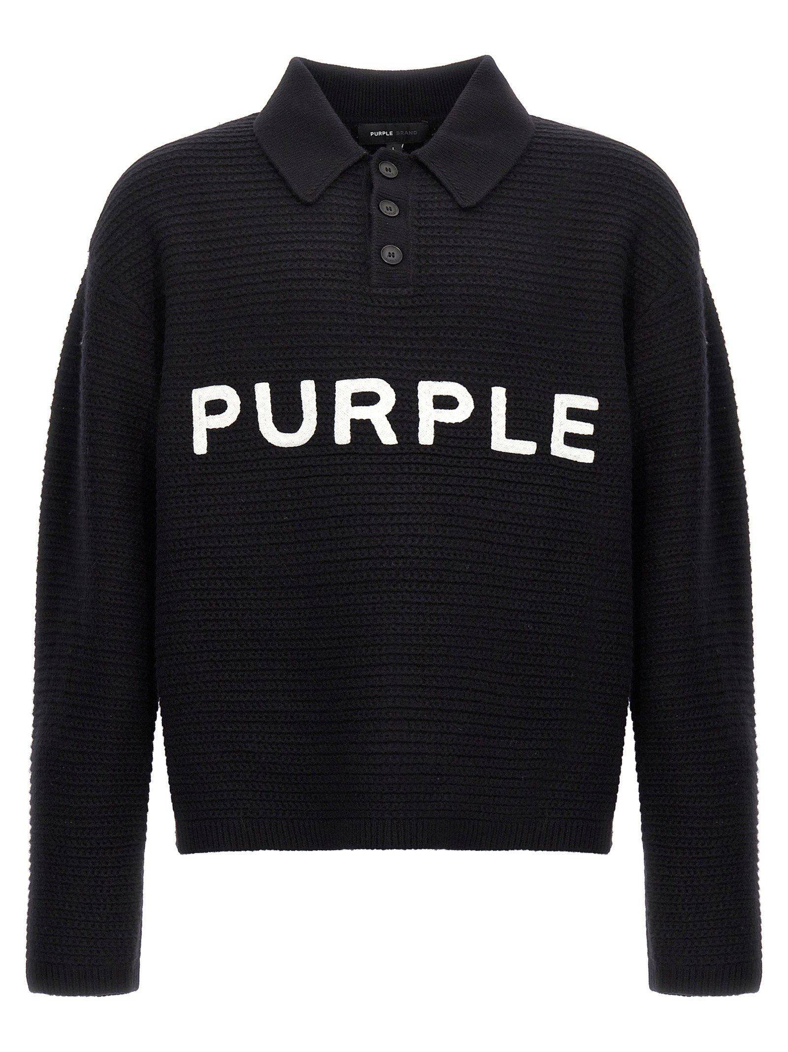 Purple Logo Embroidery Sweater – 100% wool