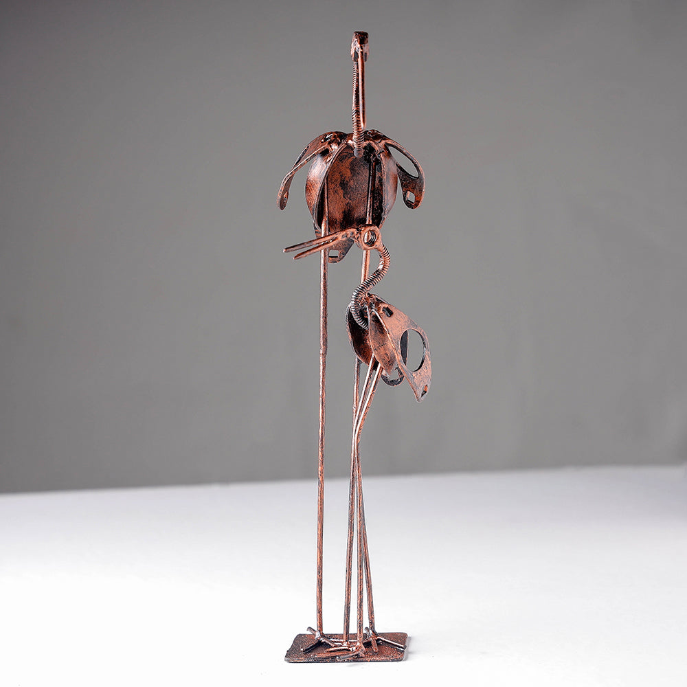 Bird Crane Mother & Child - Handmade Recycled Metal Sculpture by Debabrata Ruidas - view 2