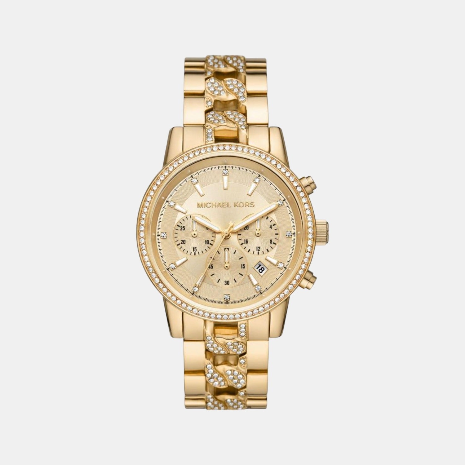Michael Kors Bryant Women Quartz Gold Dial Chronograph Stainless Steel Watch MK6937
