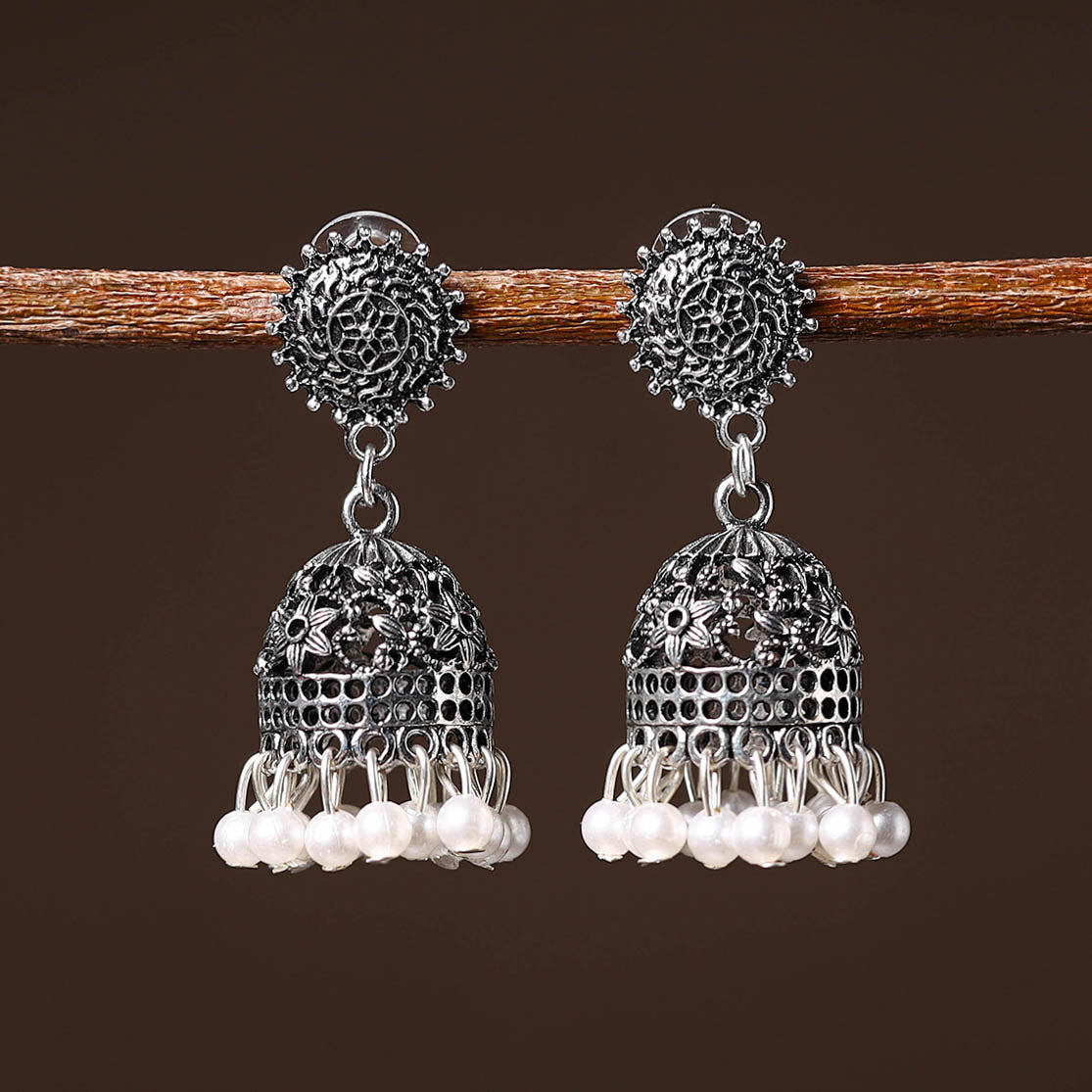 JALPARI Atifa Handcrafted GS Beaded Jhumki Earrings - view 2