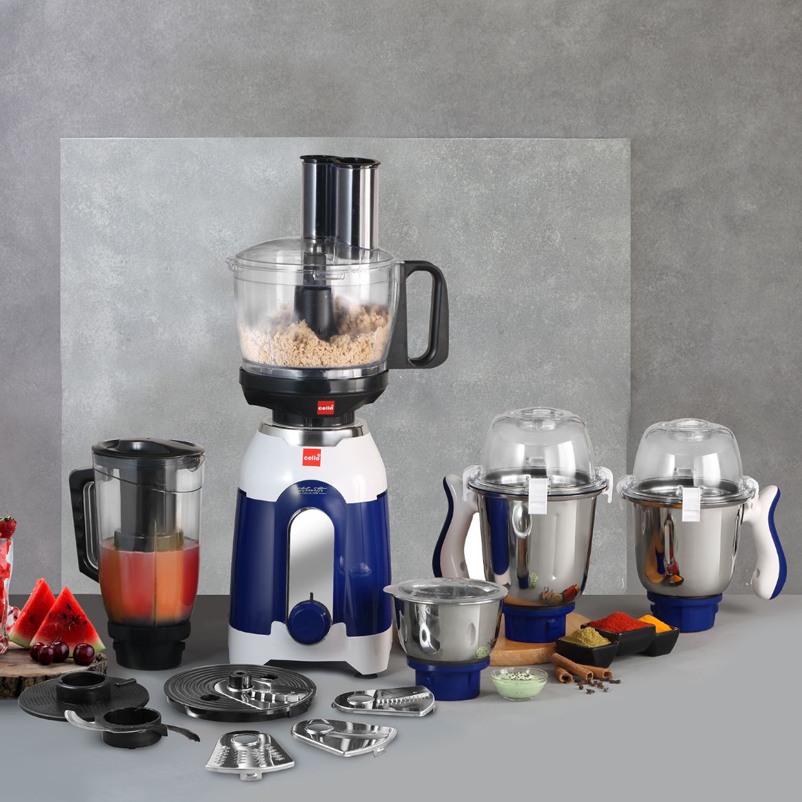 Cello Discovery Chef Juicer Mixer Grinder with 5 Jars, 750W