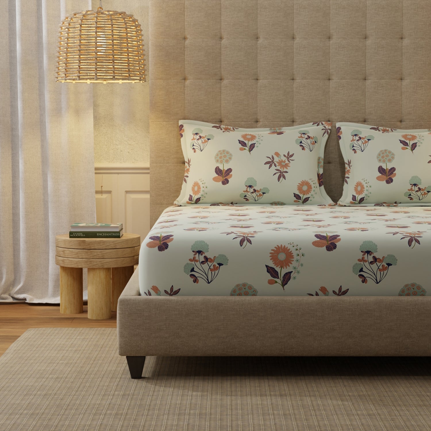 Urban Space -Home Furnishing Store Serene 200 TC 100% Cotton Bedsheet with Pillow Covers - Radiance Grey
