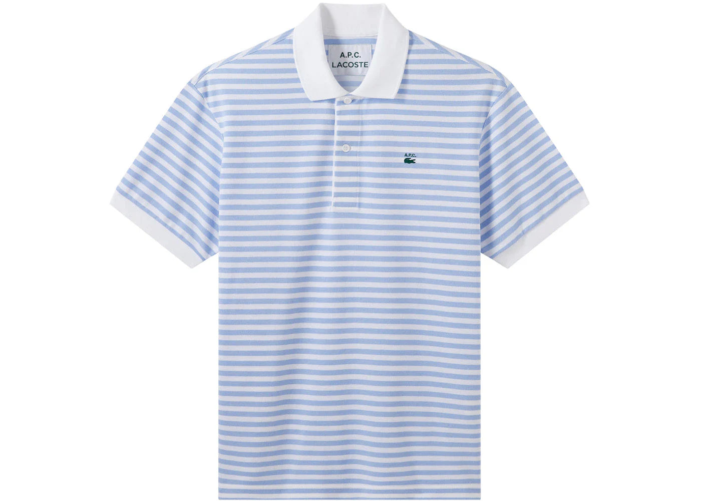 P c x – A.P.C. x Lacoste Women's Striped Polo Shirt Blue