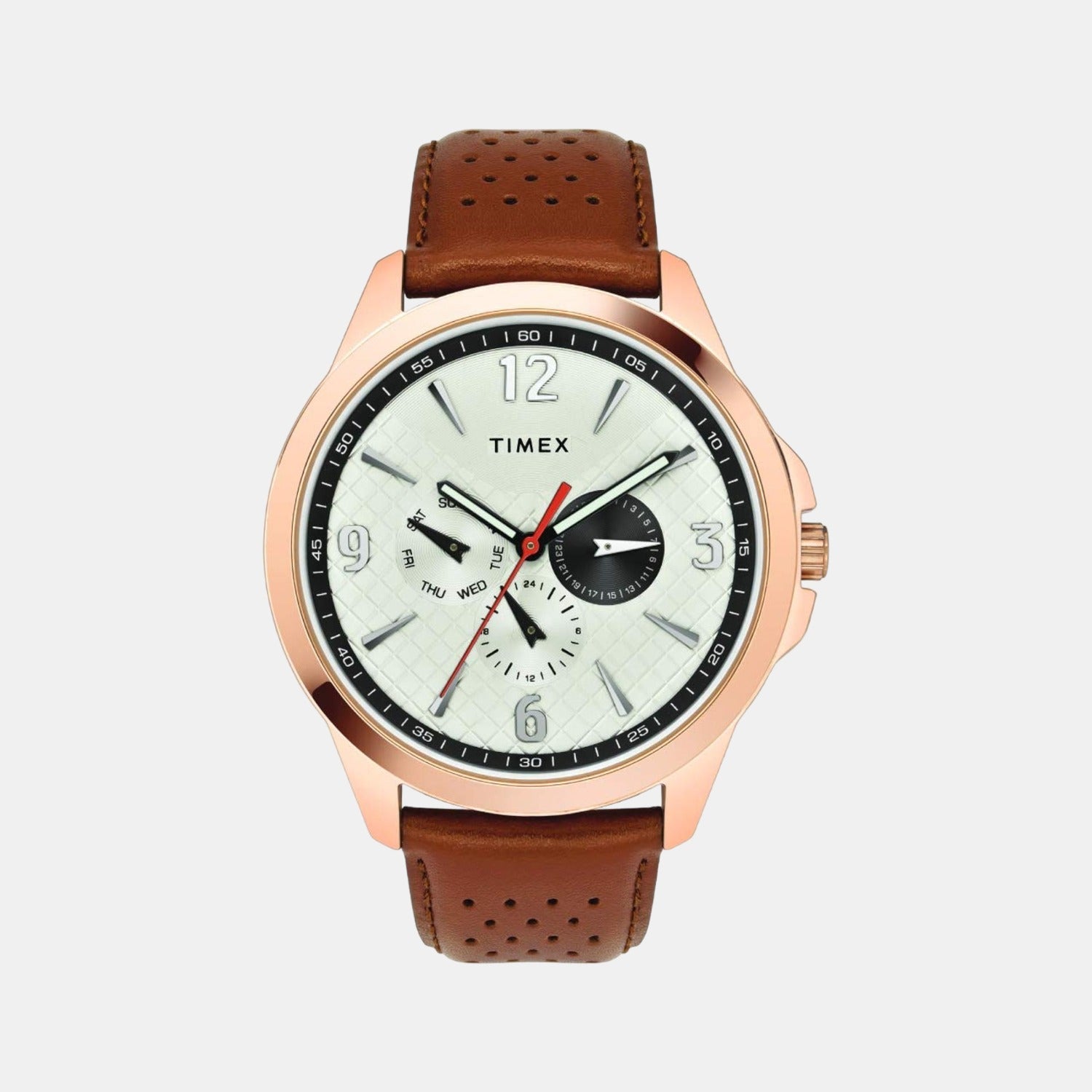 Timex Fashion Men Quartz Silver Dial Chronograph Leather Watch TWEG16519